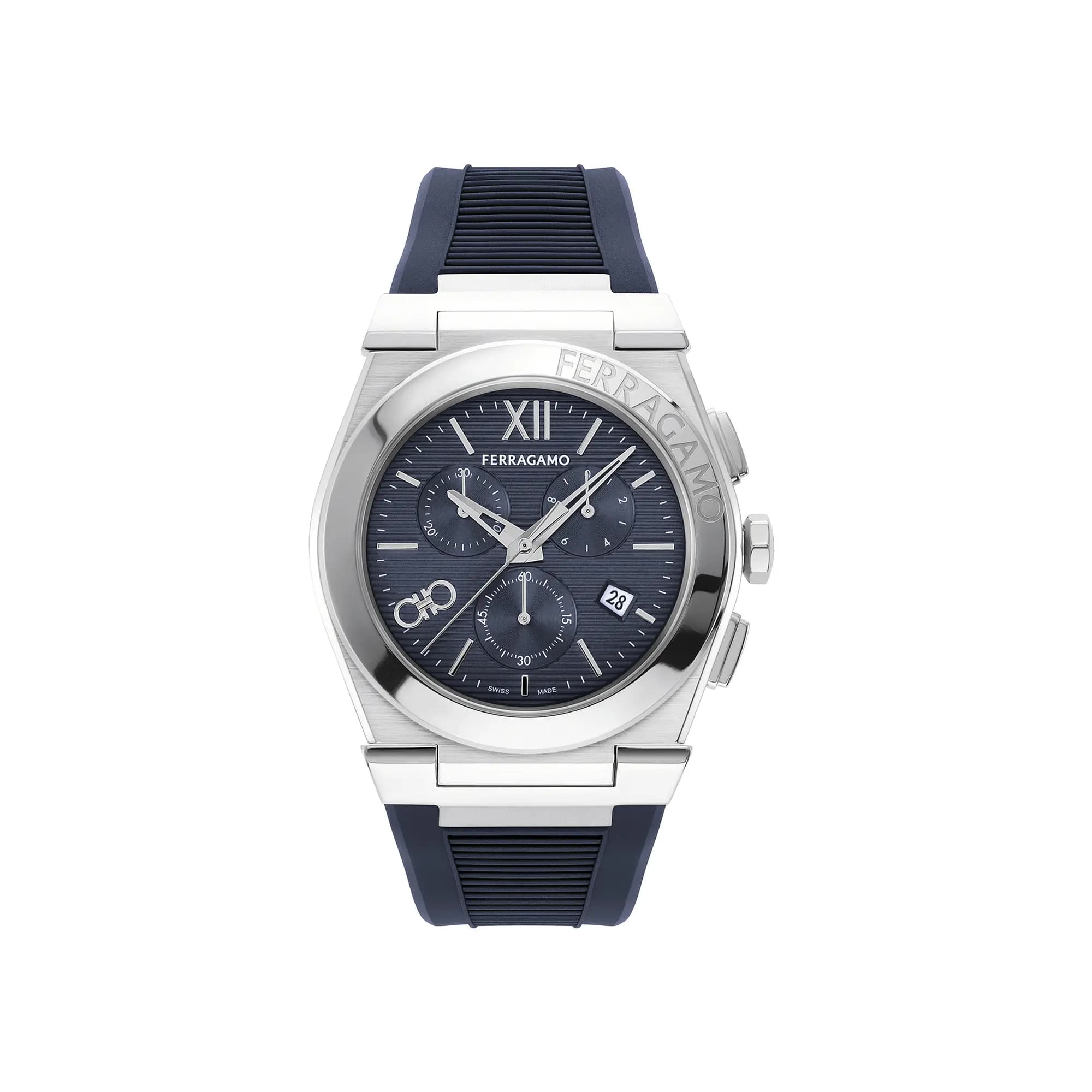 Ferragamo Vega Chrono Silicone Watch 'Stainless Steel' by Ferragamo