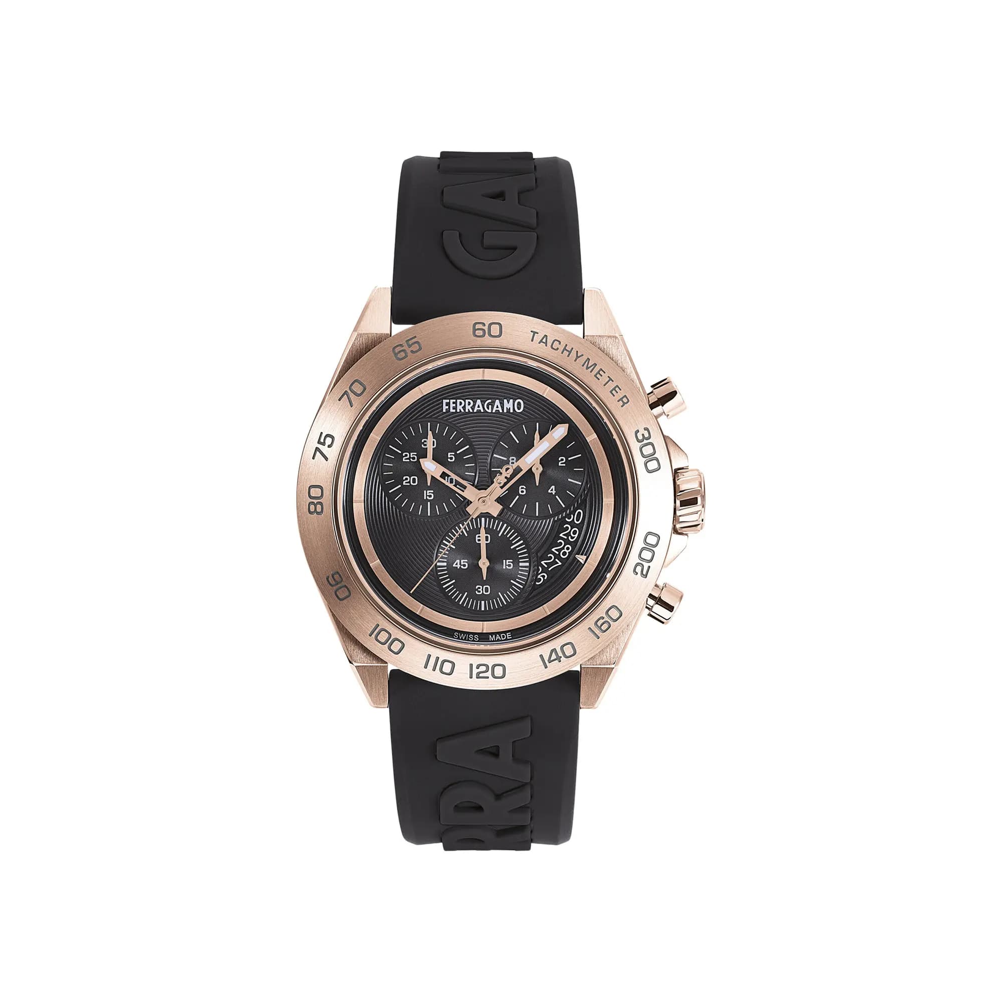 Ferragamo Urban Chrono Silicone Watch 'Rose Gold' by Ferragamo