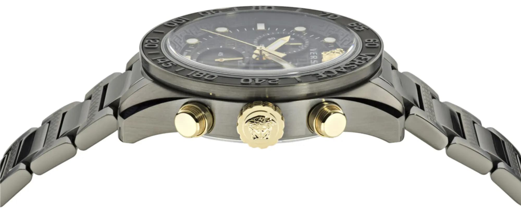 Versace Greca Dome Chrono Bracelet Watch 'Gun' 3