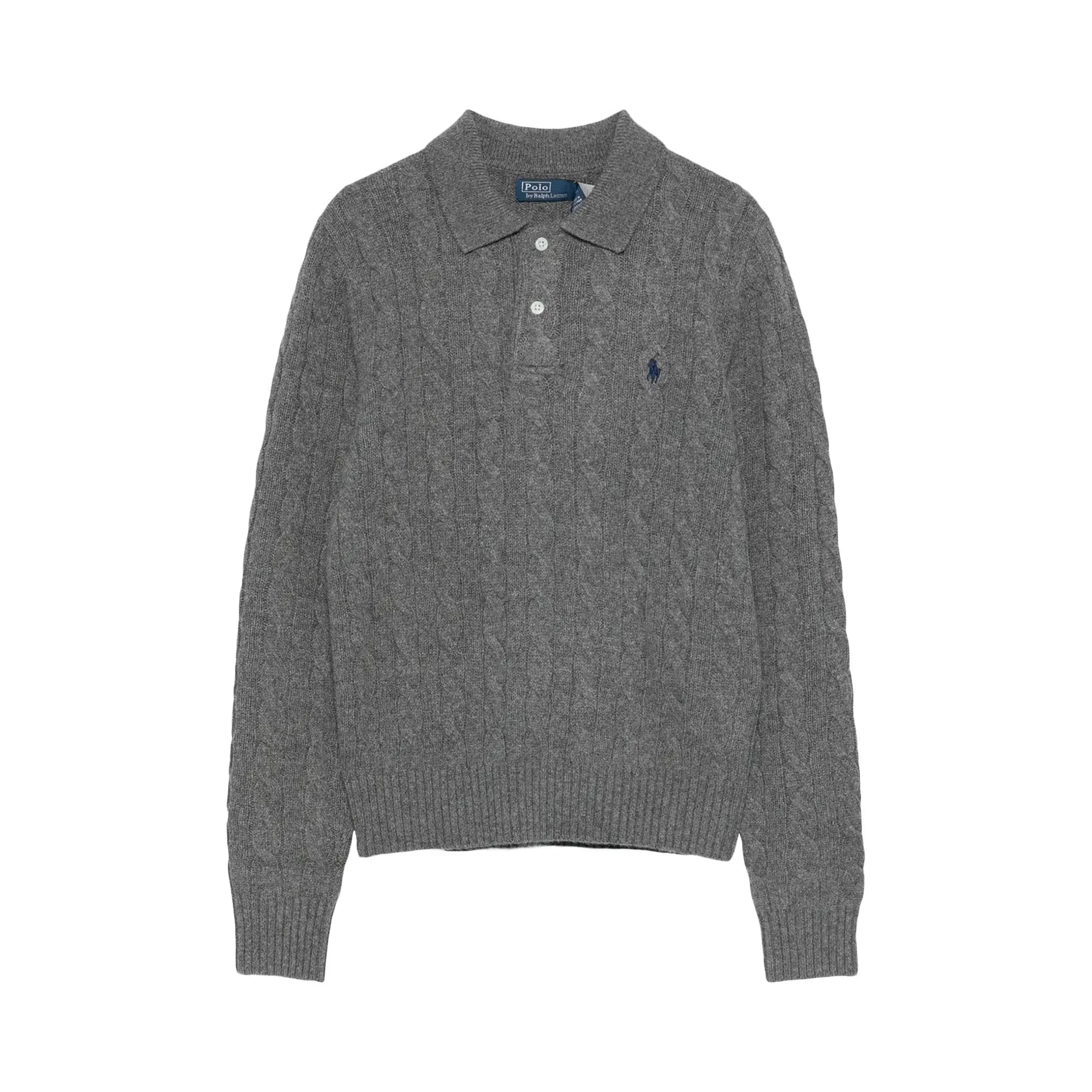 Polo Ralph Lauren Long Sleeve-Collared-Pullover-Sweater 'Flannel Grey Heather' by Polo Ralph Lauren