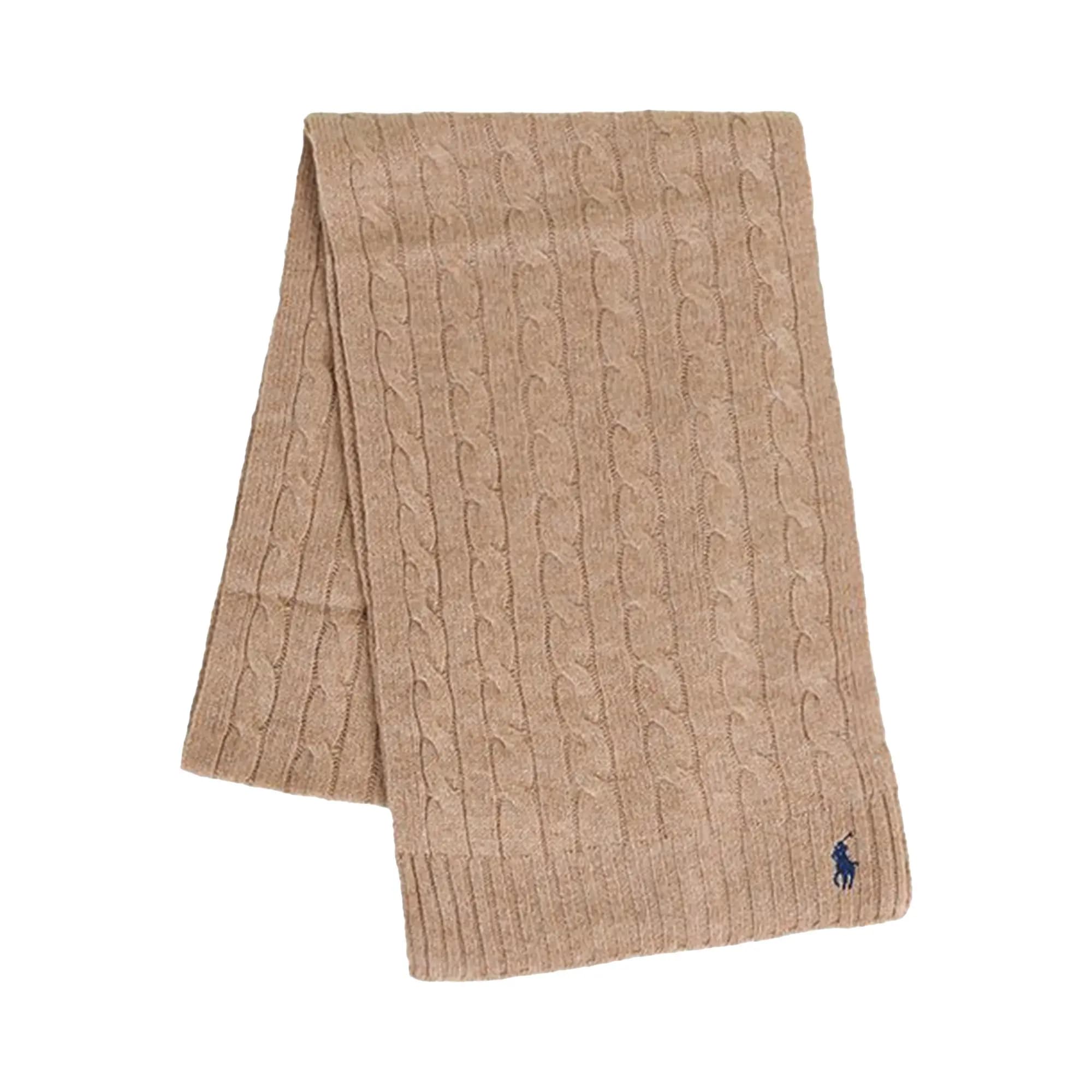 Polo Ralph Lauren Wool Cashmere Classic Cable Scarf 'Camel' by Polo Ralph Lauren