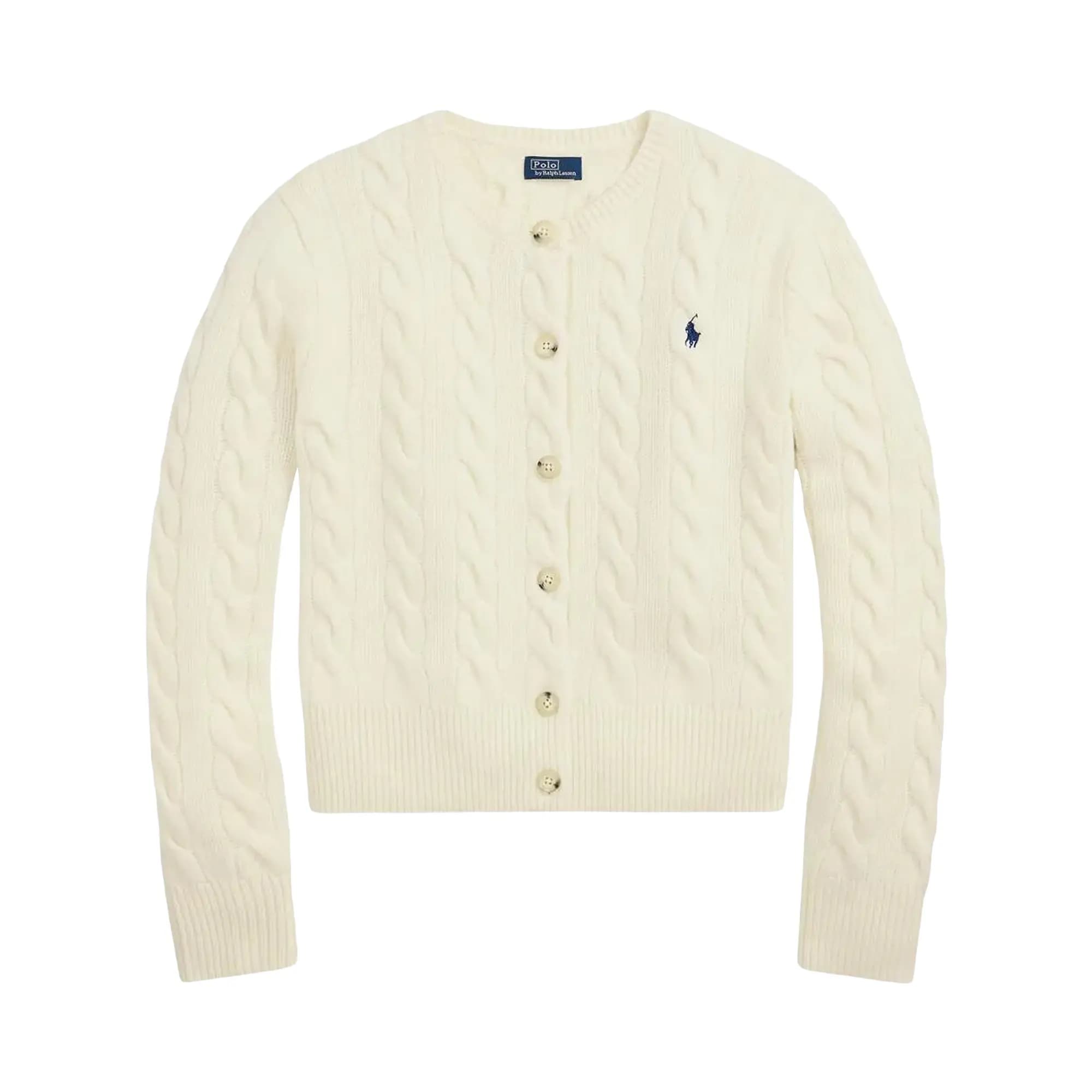 Polo Ralph Lauren Long Sleeve-Crew Neck-Cardigan-Sweater 'Authentic Cream' by Polo Ralph Lauren