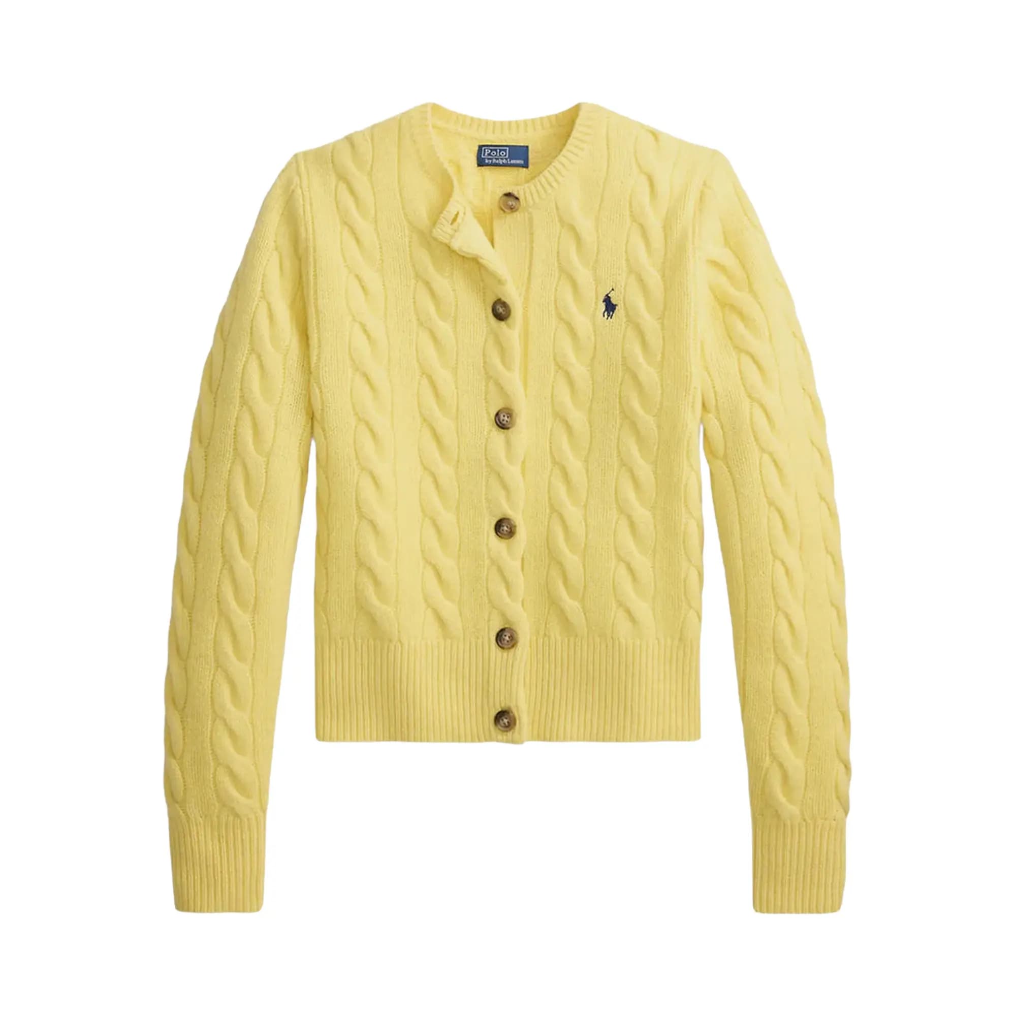 Polo Ralph Lauren Long Sleeve-Crew Neck-Cardigan-Sweater 'Fall Yellow' by Polo Ralph Lauren
