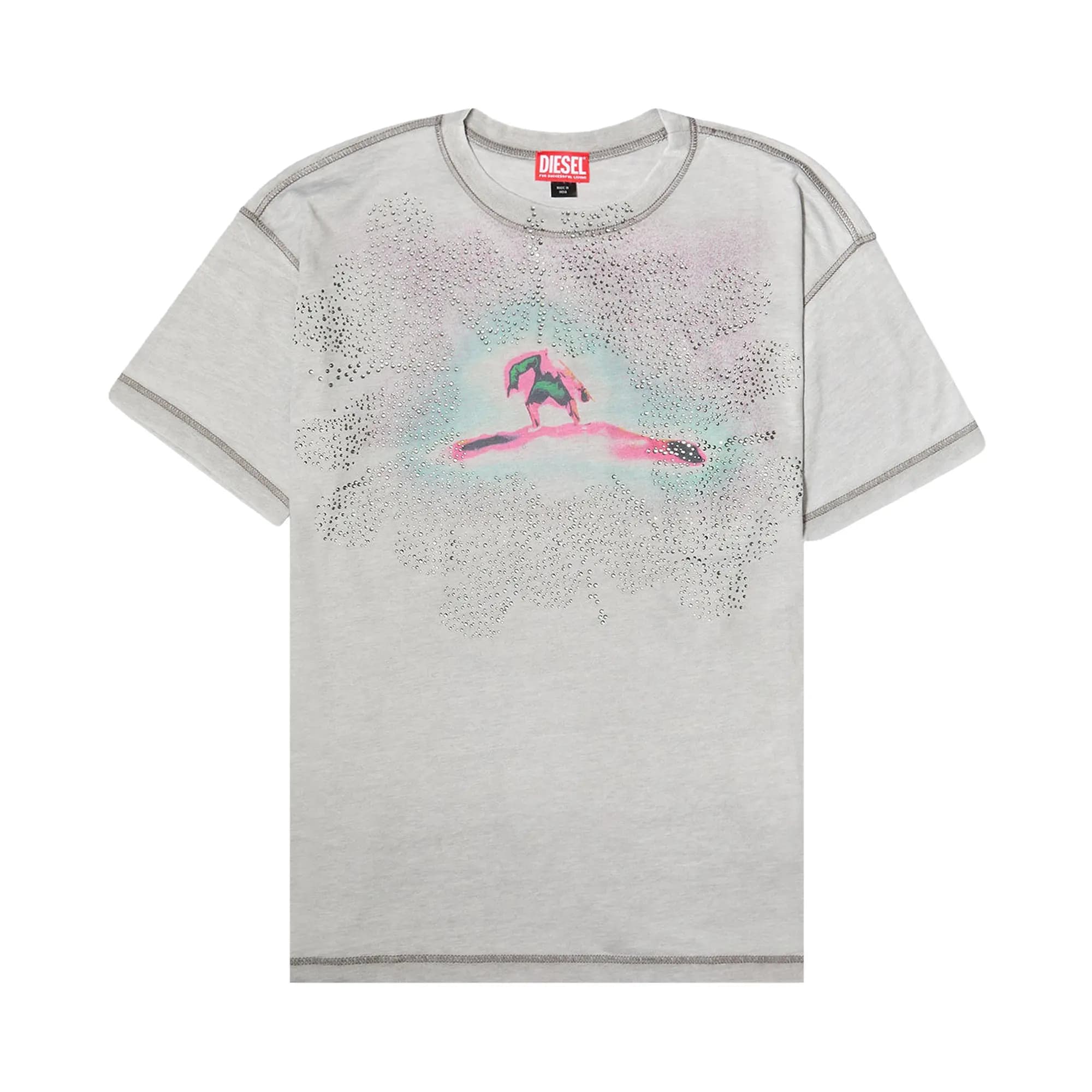 Diesel Studded Surfer T-Shirt 'Grey' by Diesel