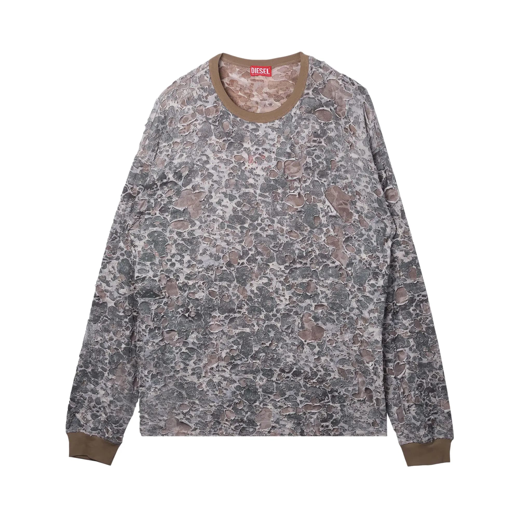 Diesel Camo Burn Out Print Long-Sleeve T-Shirt 'Beige' by Diesel
