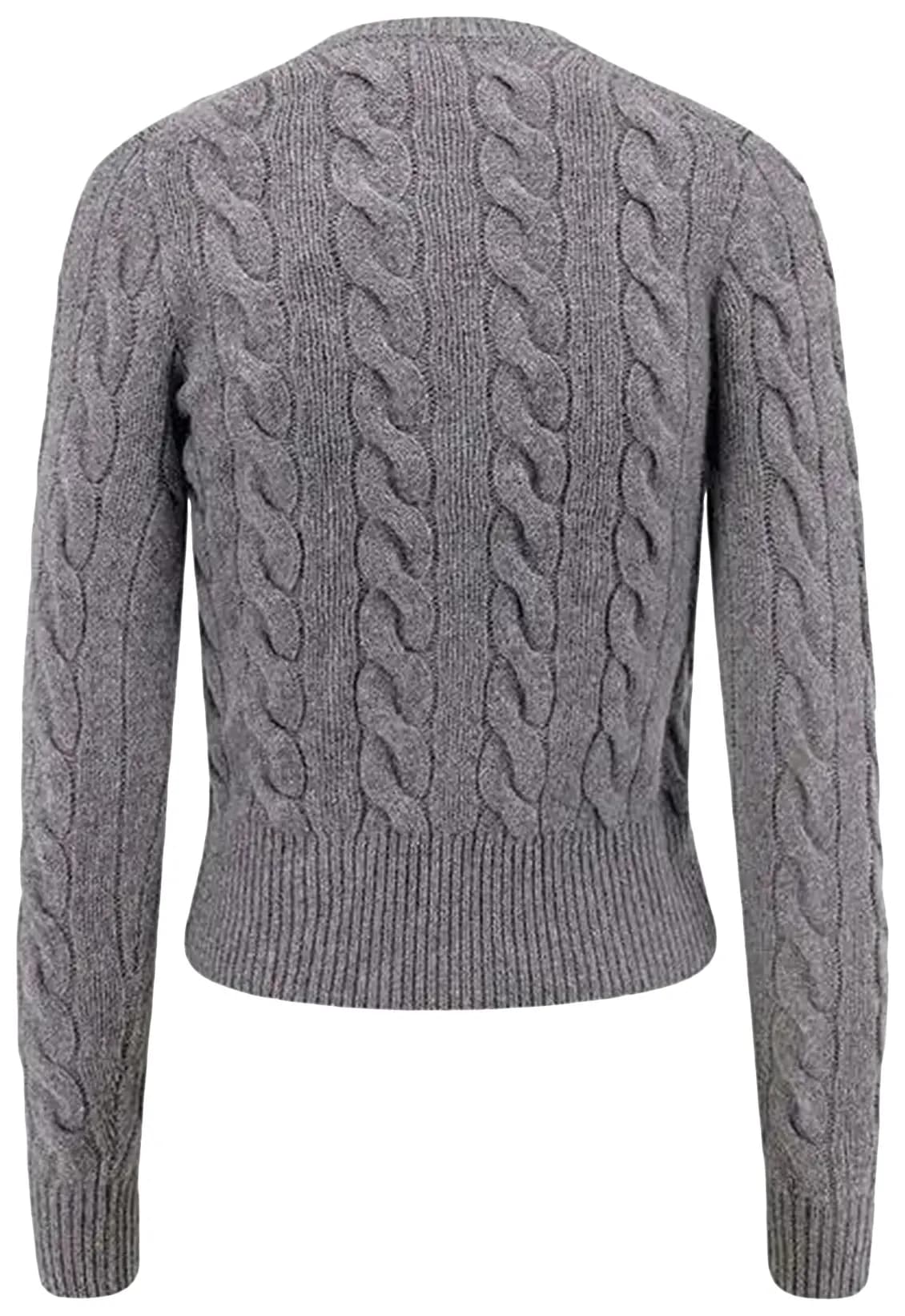 Polo Ralph Lauren Long Sleeve-Crew Neck-Cardigan-Sweater 'Flannel Grey Heather' 2