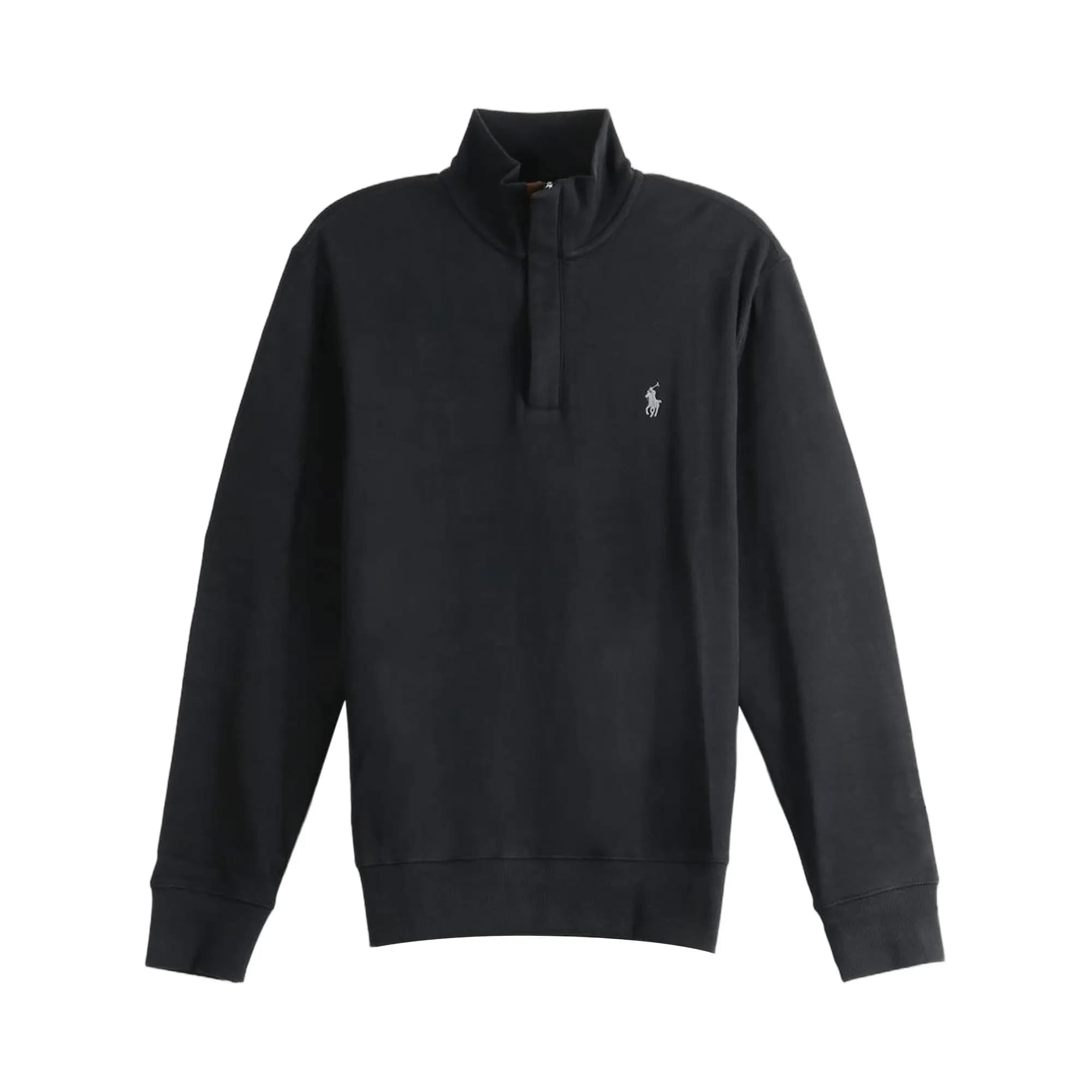 Polo Ralph Lauren Long Sleeve Double Knit Jersey 1/2 Zip Pullover 'Black' by Polo Ralph Lauren