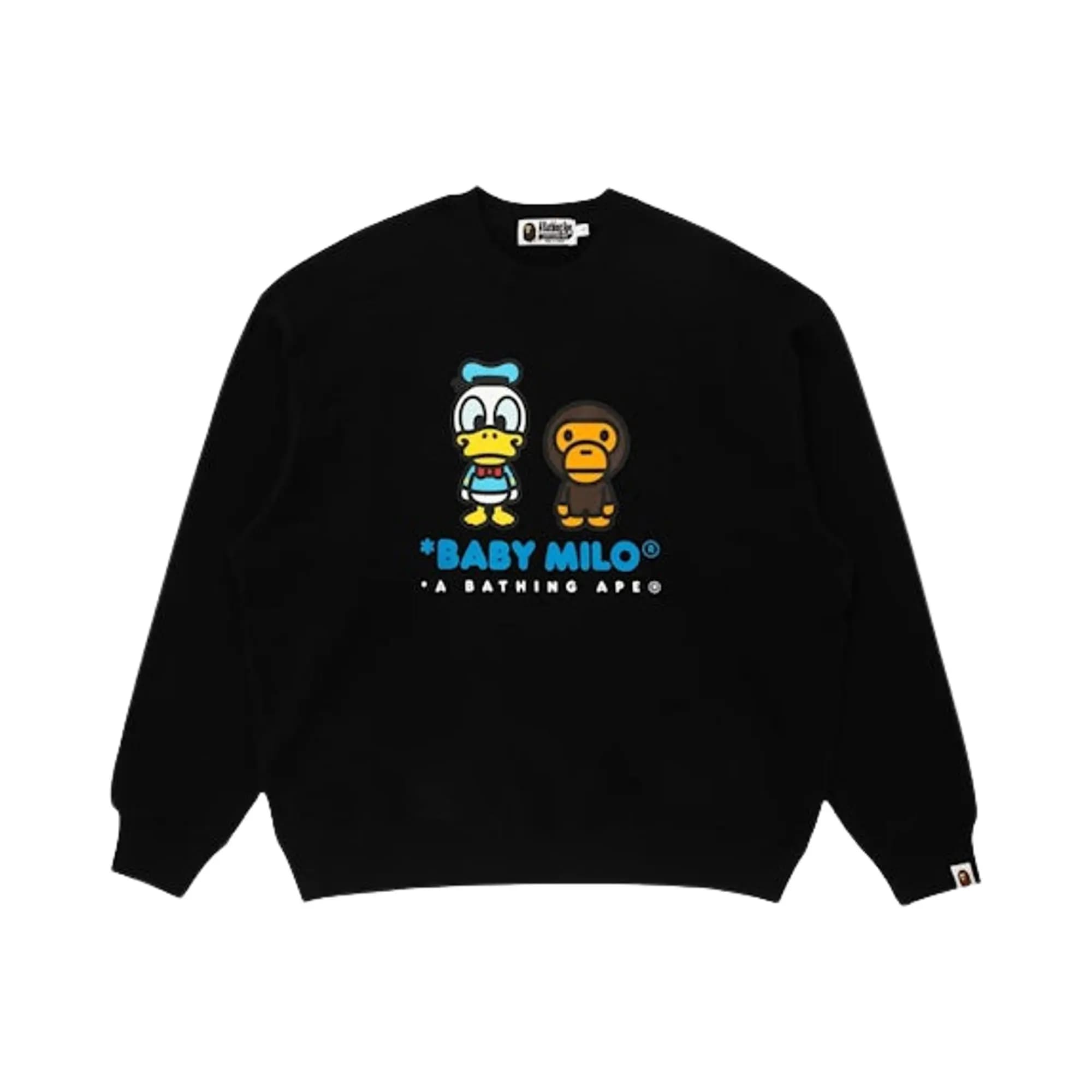 BAPE X Disney Donald Duck Milo Relaxed Fit Crewneck 'Black' by BAPE