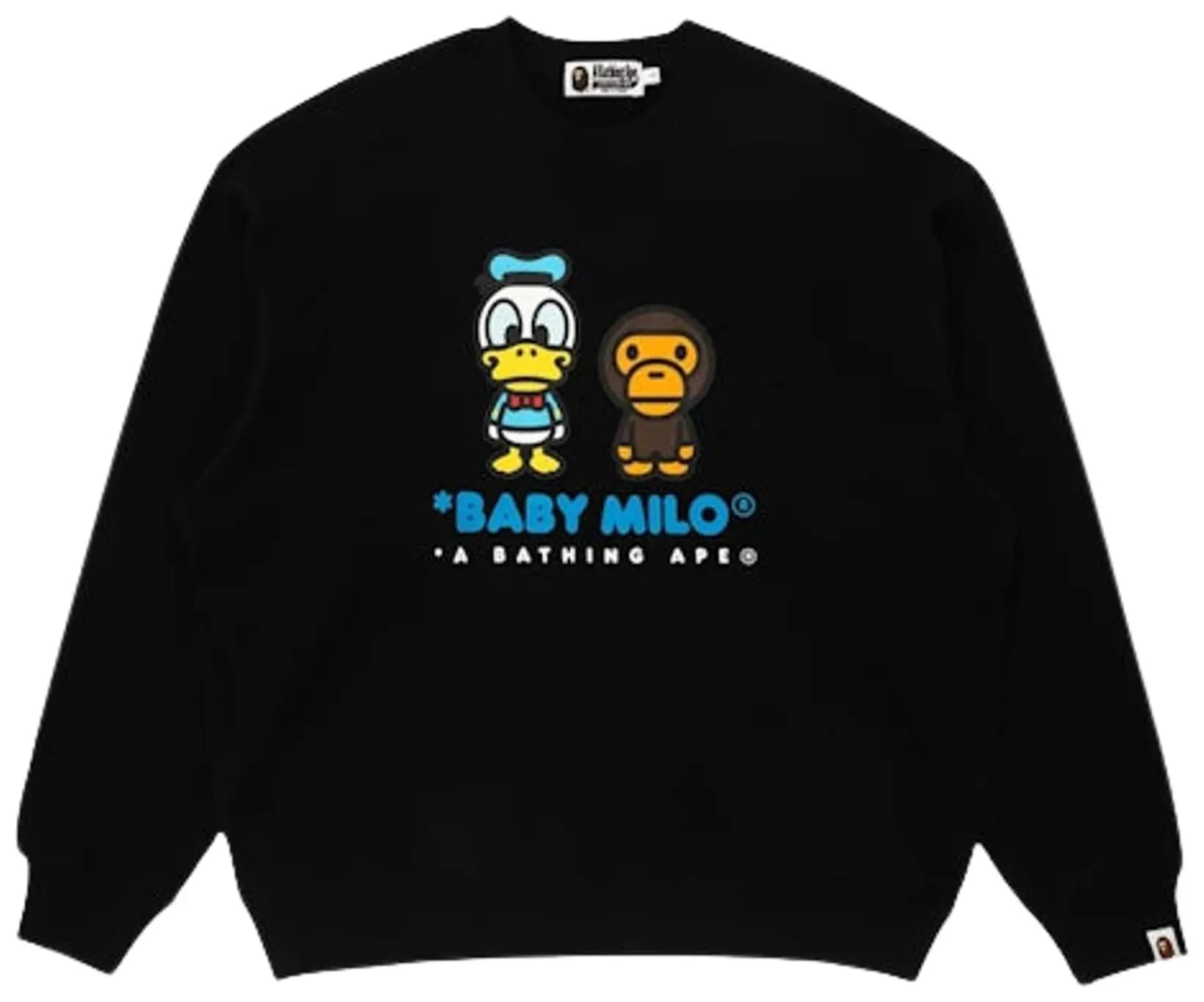 BAPE X Disney Donald Duck Milo Relaxed Fit Crewneck 'Black' 2