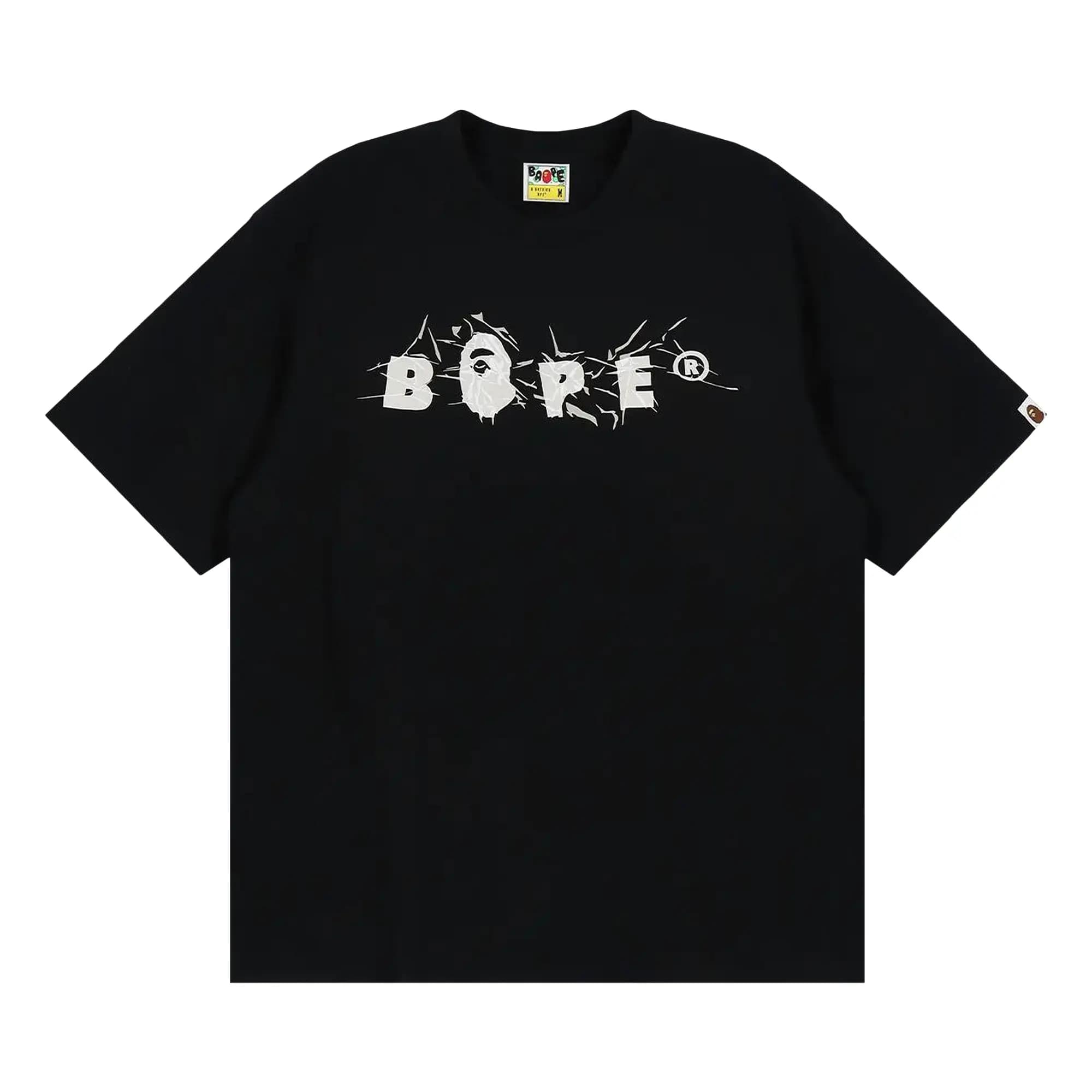 BAPE Wrinkle Logo Relaxed Fit Tee 'Black' by BAPE
