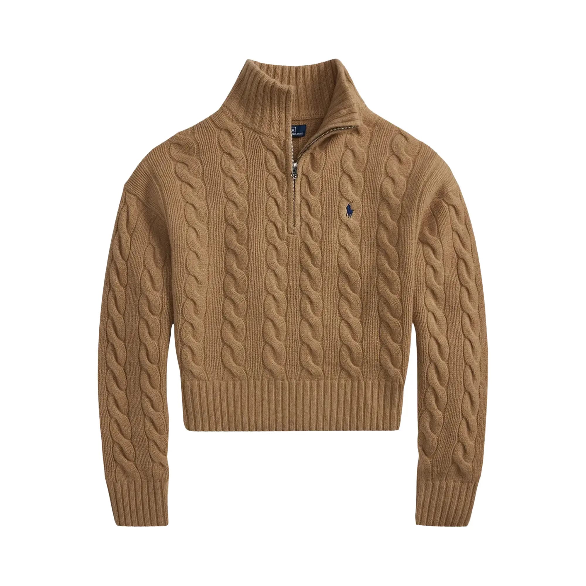 Polo Ralph Lauren Long Sleeve-Mock Neck-Pullover-Sweater 'Camel Melange' by Polo Ralph Lauren