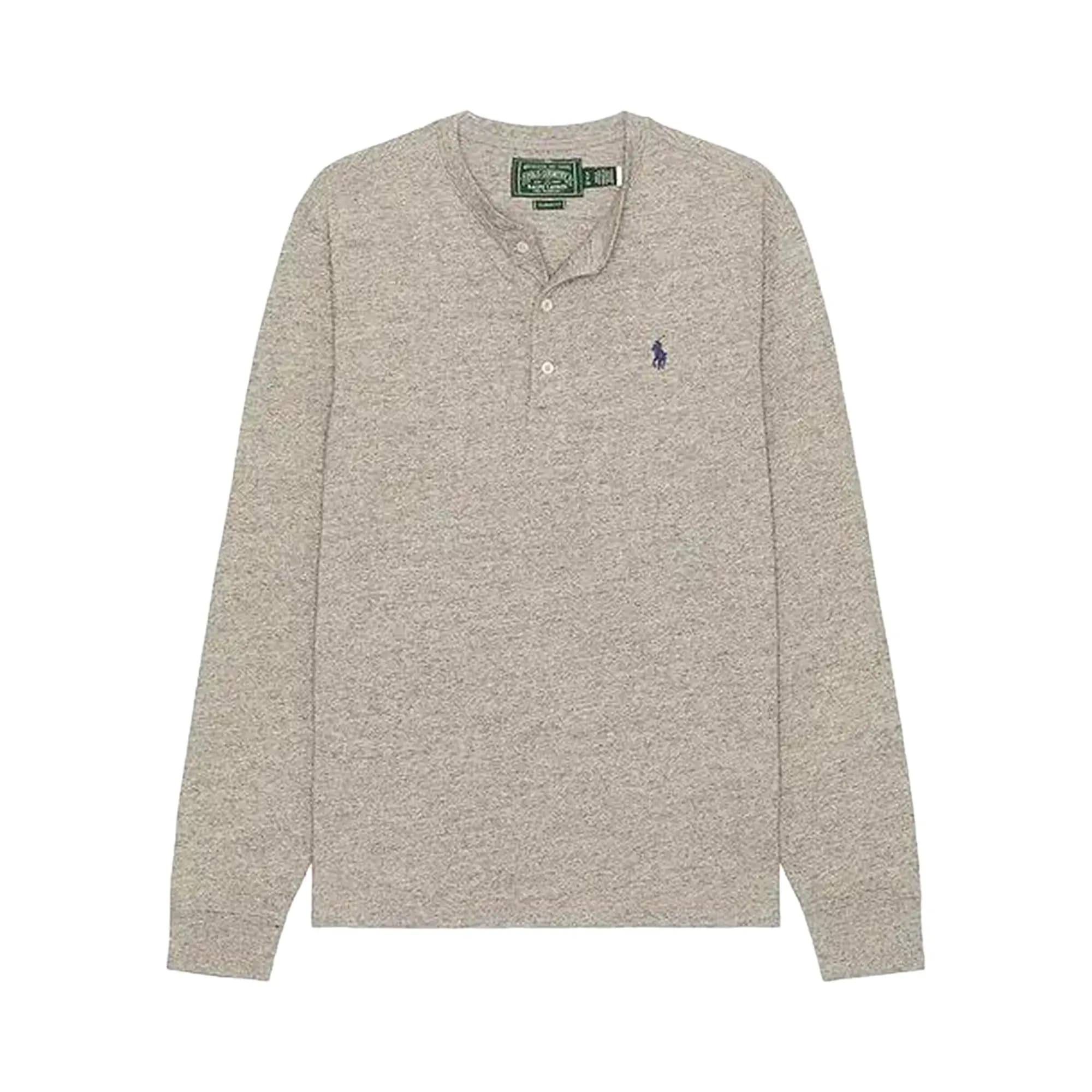 Polo Ralph Lauren Long-Sleeve Slub Jersey Henley T-Shirt 'Dark Vintage Heather' by Polo Ralph Lauren