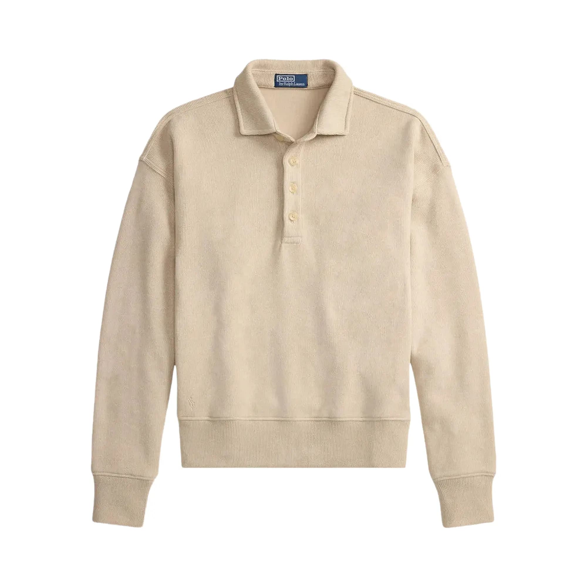 Polo Ralph Lauren Long Sleeve Sueded Heritage Rib Knit Cut Sew Polo 'Expedition Dune Heather' by Polo Ralph Lauren