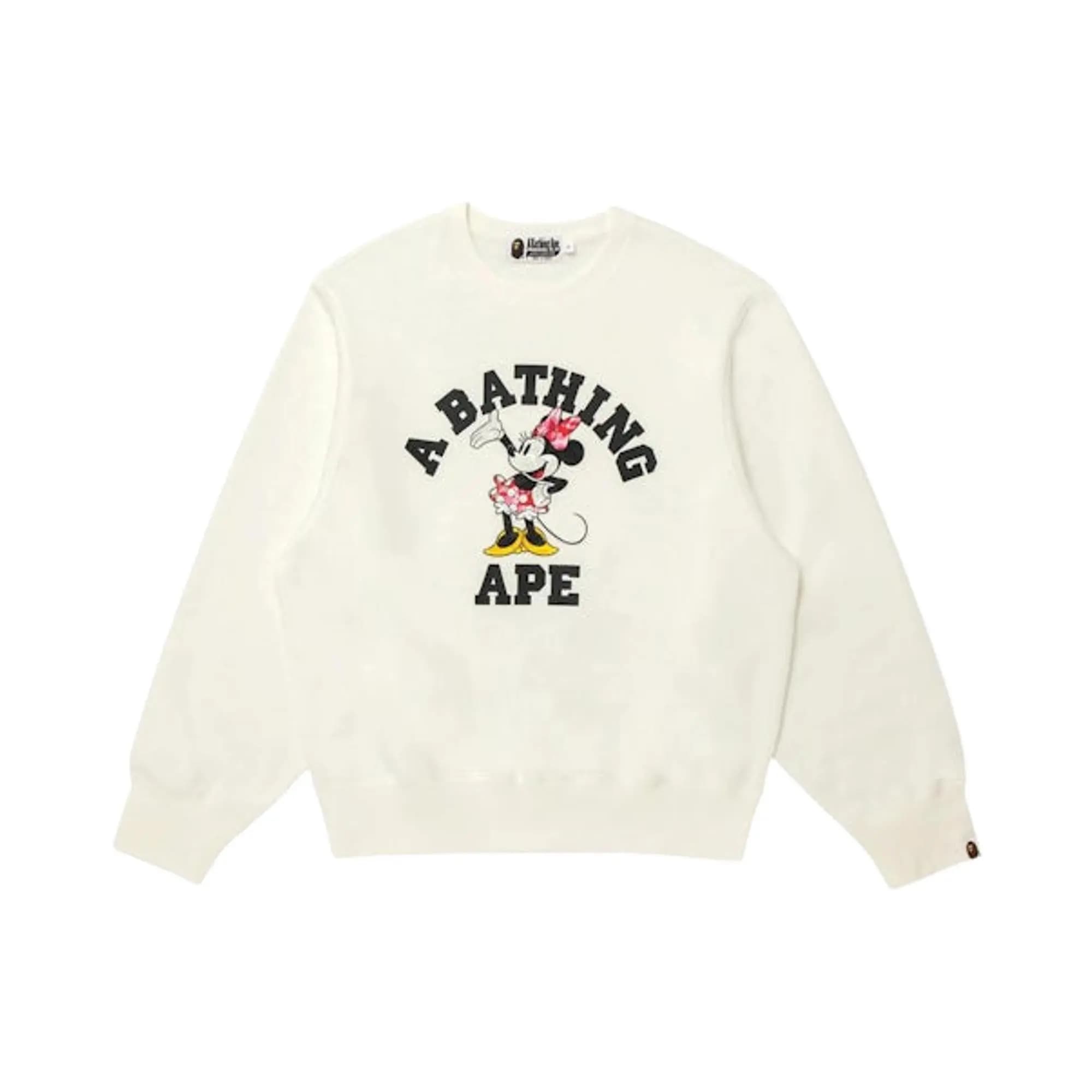 BAPE X Disney Minnie Mouse College Crewneck Sweatshirt 'Ivory' by BAPE