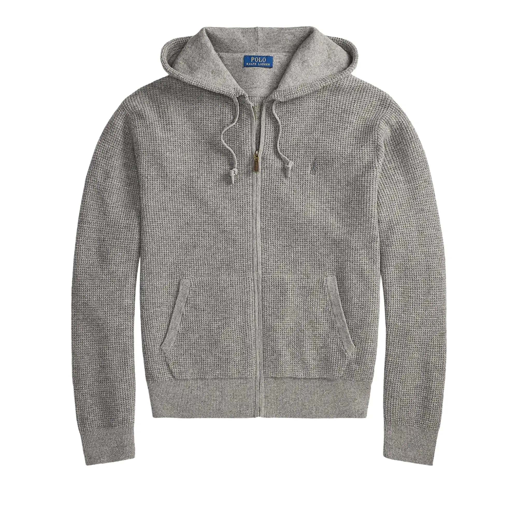 Polo Ralph Lauren Waffle Knit Full Zip Hybrid Sweater 'Fawn Grey Heather' by Polo Ralph Lauren