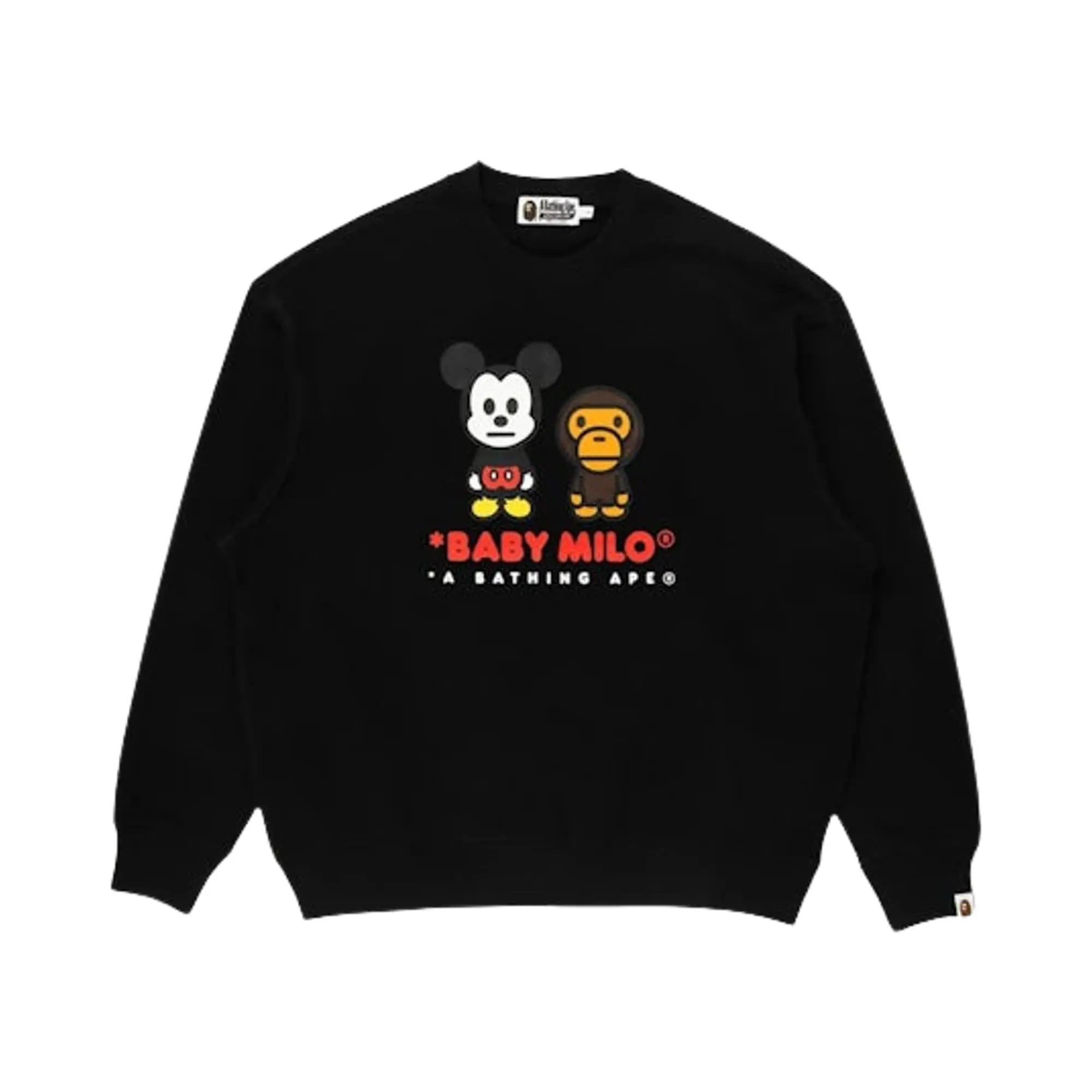 BAPE X Disney Mickey Mouse Milo Relaxed Fit Crewneck 'Black' by BAPE