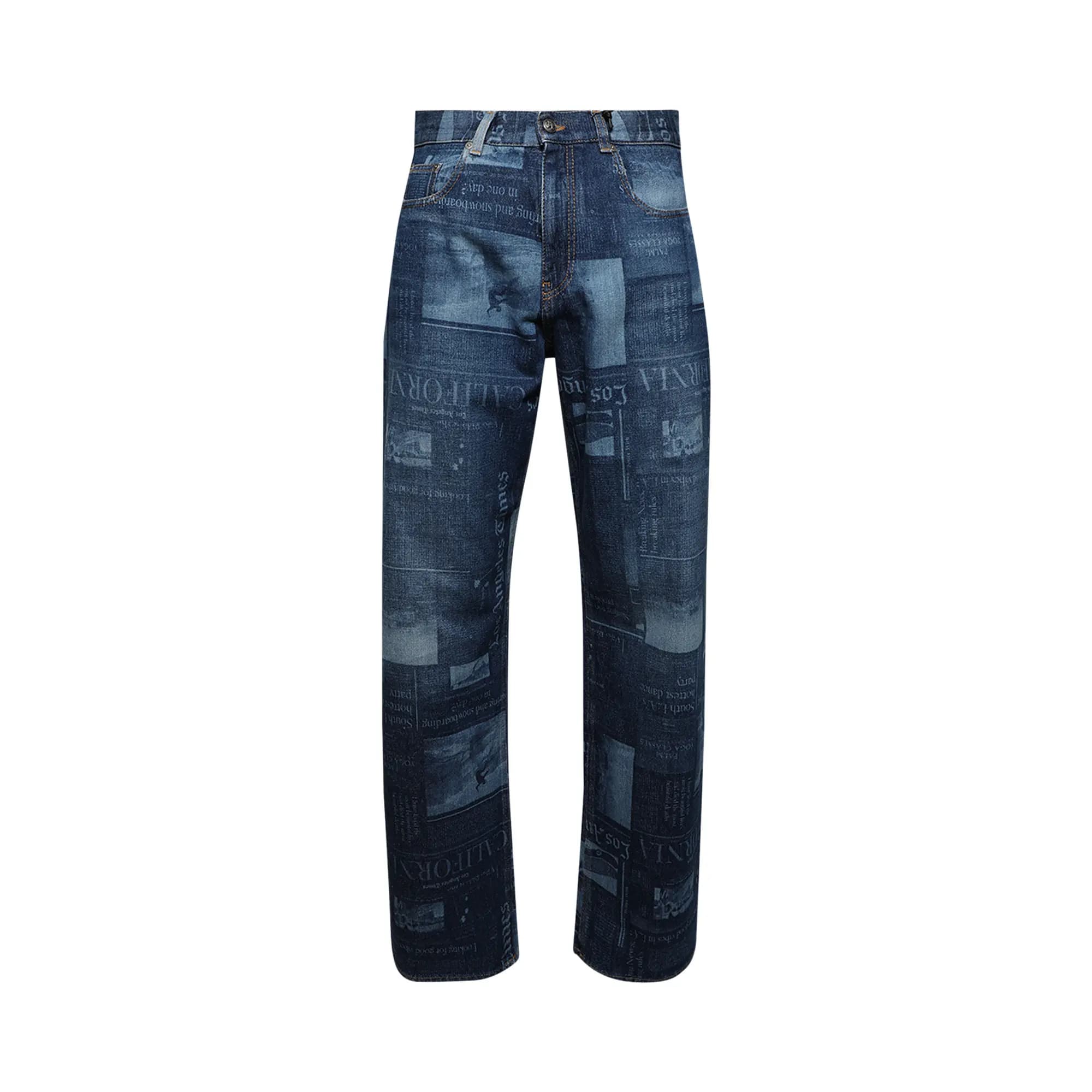 Palm Angels Patterned Wide Leg Jeans 'Medium Blue' by Palm Angels