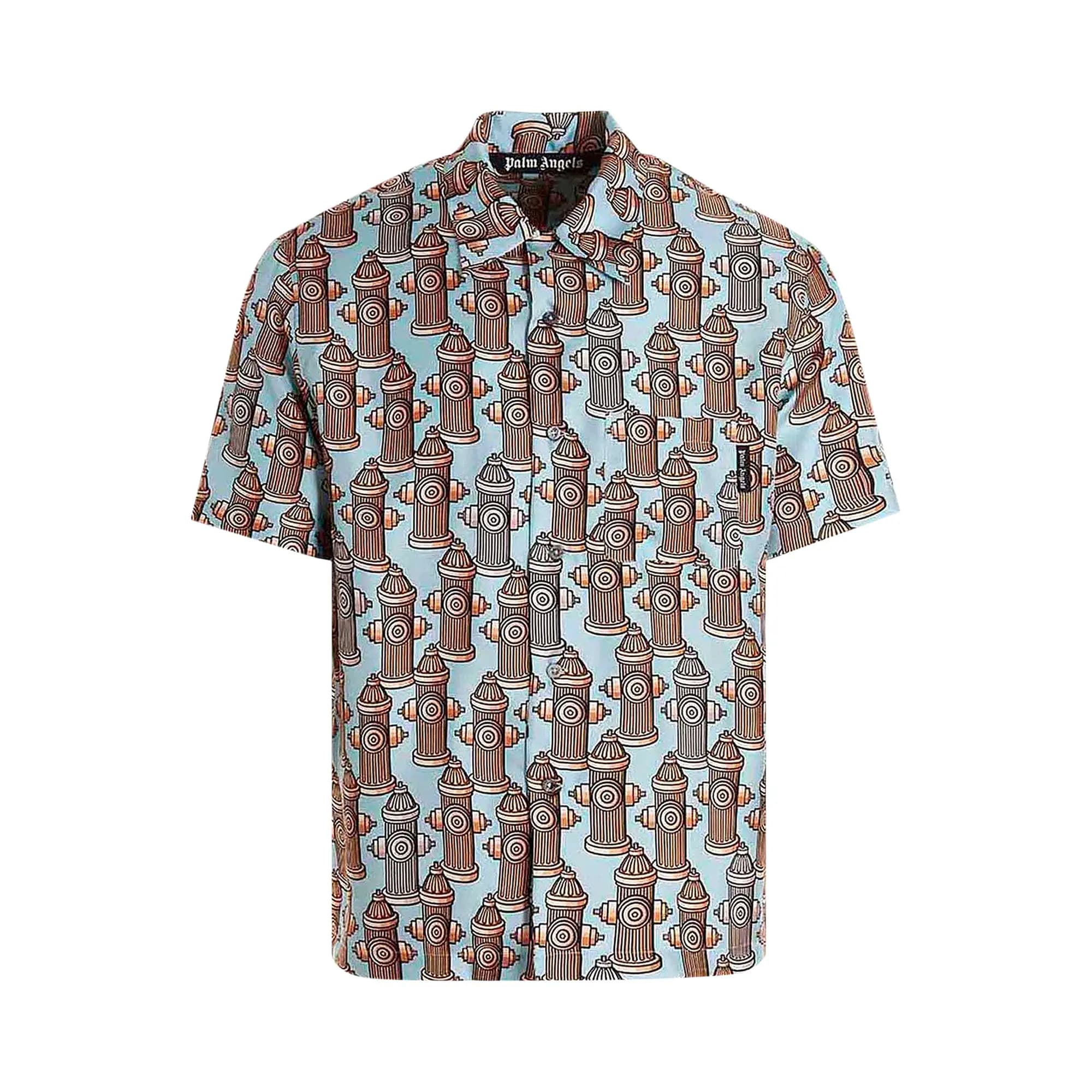 Palm Angels Fire Hydrant Bowling Shirt 'Light Blue/Brown' by Palm Angels