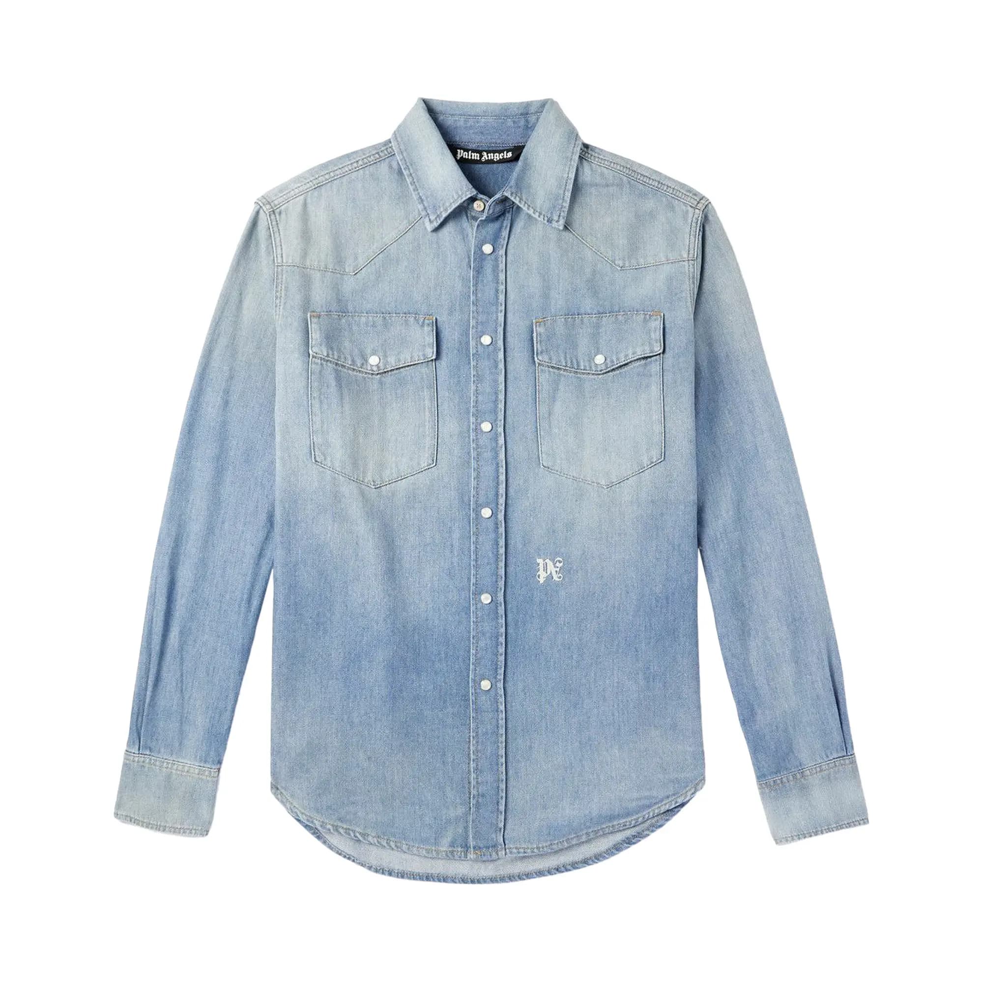 Palm Angels Monogram Denim Shirt 'Light Blue' by Palm Angels