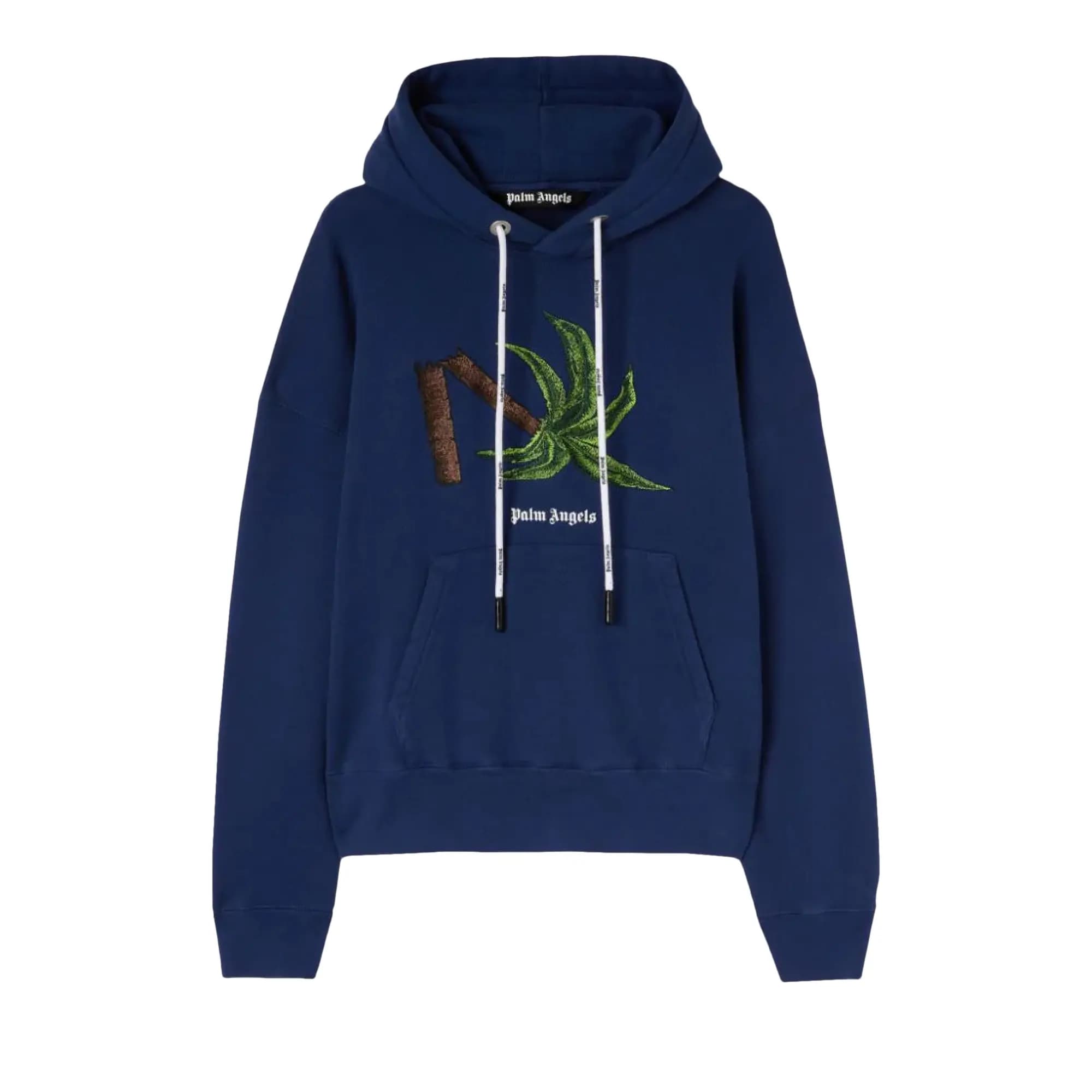 Palm Angels Broken Palm Hoodie 'Navy Blue/Green' by Palm Angels