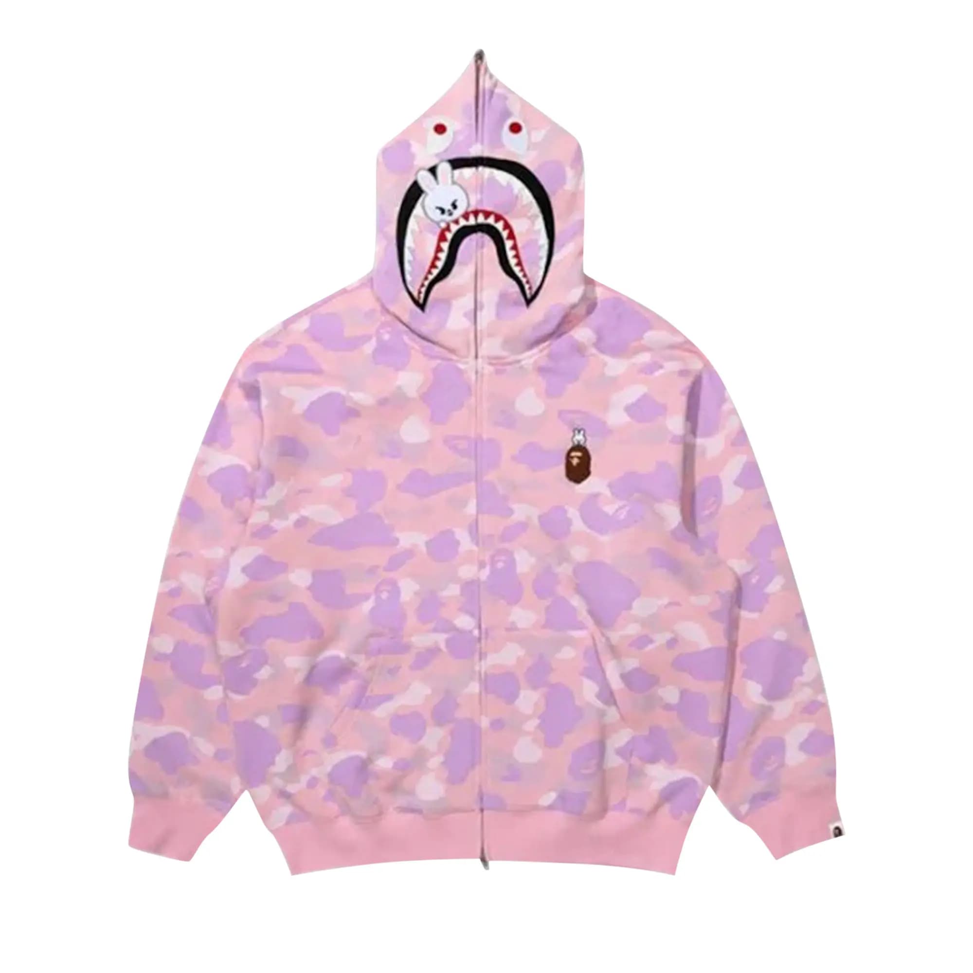 BAPE x Stray Kids Lee Know Shark Full Zip Hoodie 'Pink' by BAPE