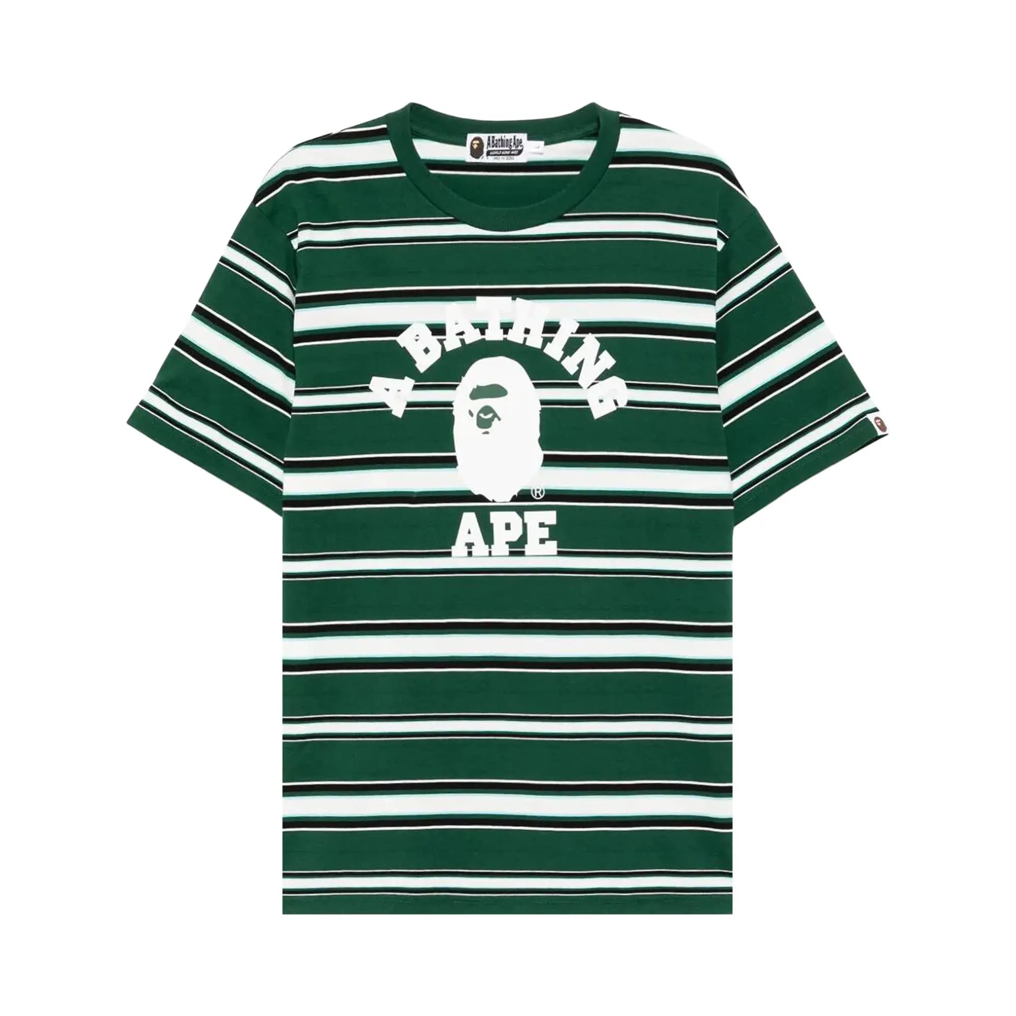 BAPE College Stripe Tee 'Green/White' by BAPE