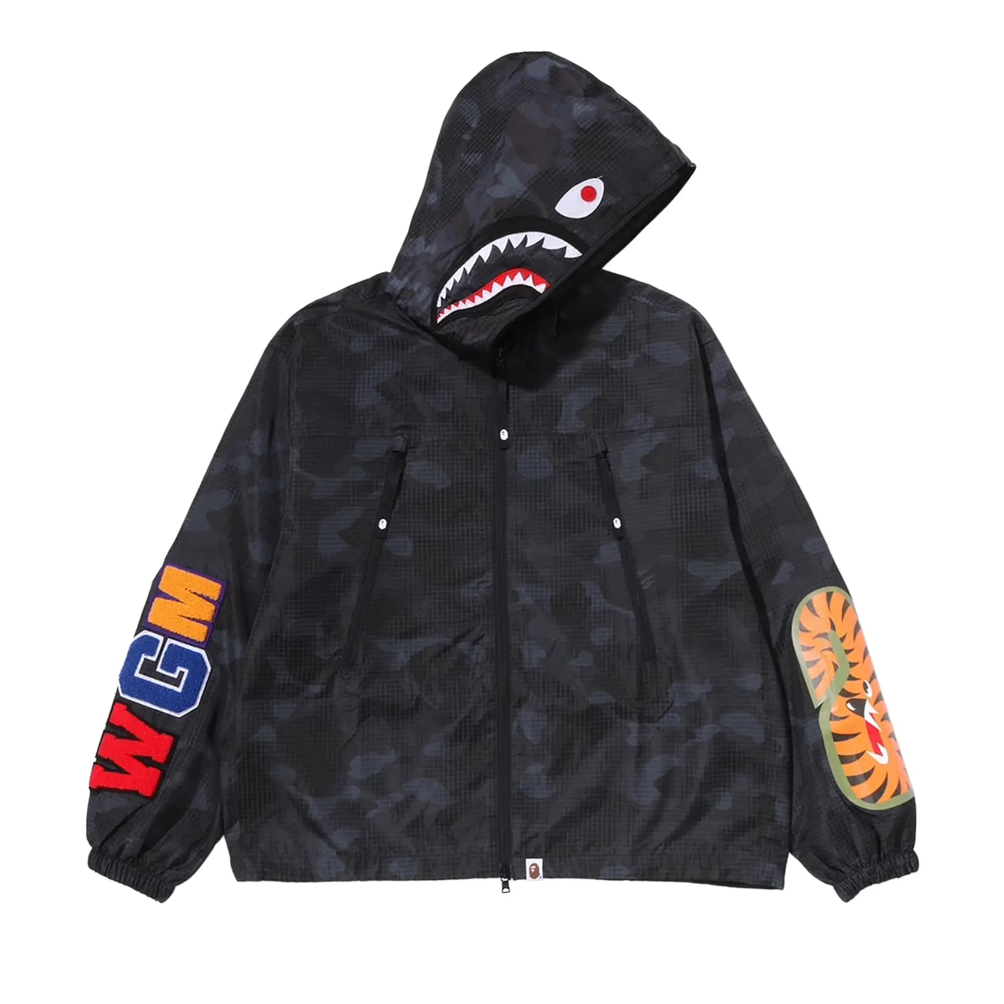 BAPE Color Camo Reflective Ripstop Shark Full Zip Jacket 'Black' by BAPE