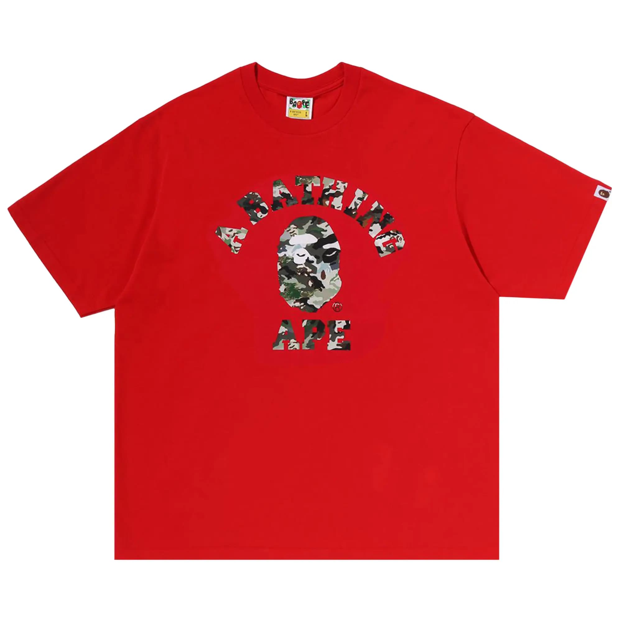 BAPE Hybrid Camo College Relaxed Fit Tee 'Red' by BAPE