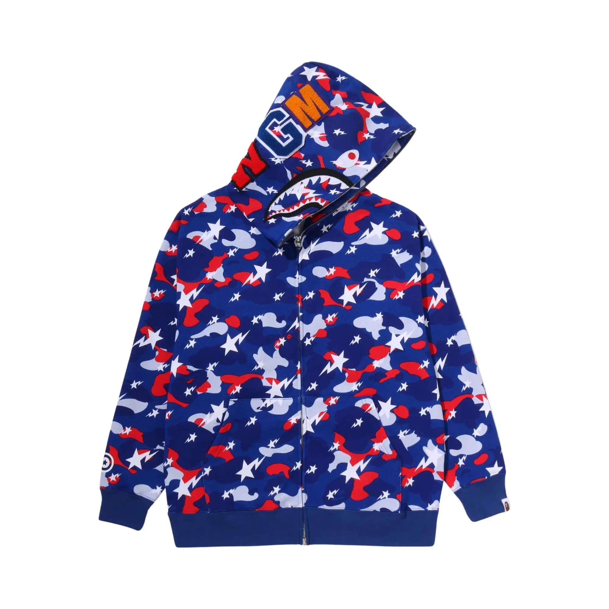 BAPE Sta Strike Camo Shark Relaxed Fit Full Zip Hoodie 'Blue' by BAPE