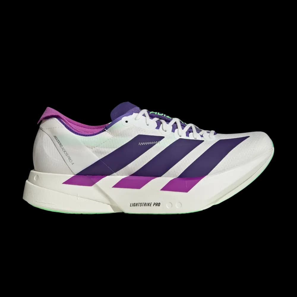 adidas Adizero Adios Pro 4 'Core White Purple Lime Burst' by Adidas