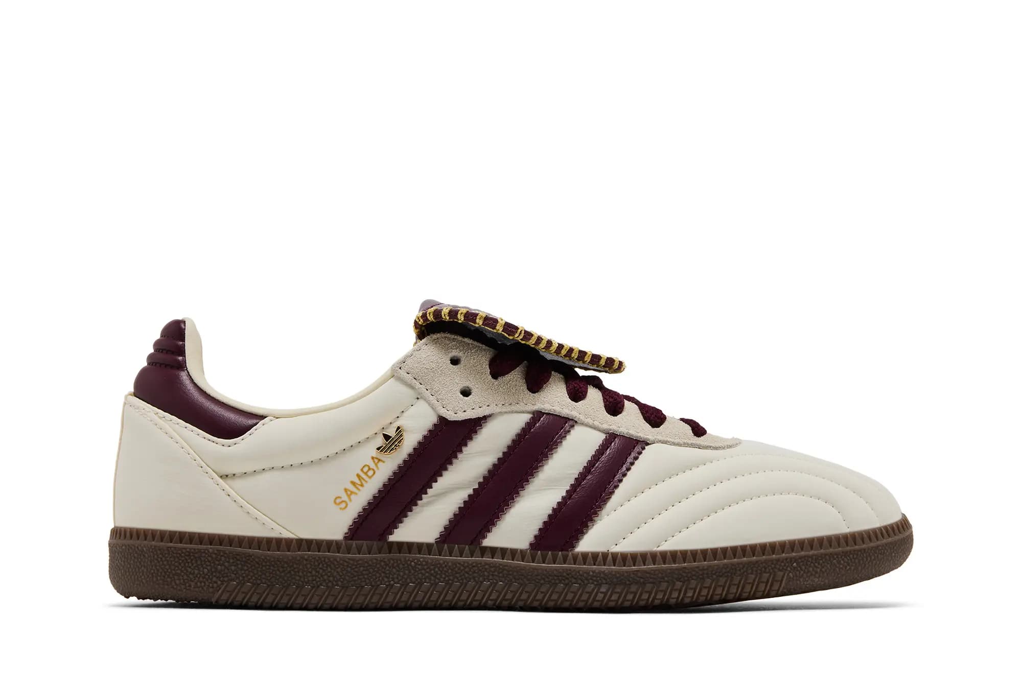 adidas Wmns Samba Long Tongue 'Cream White Maroon Gold Metallic' by Adidas