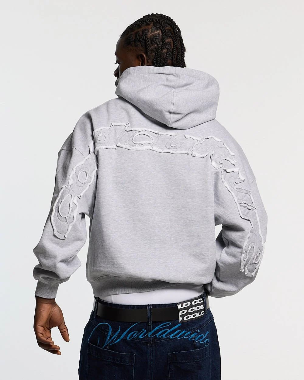 DISTRESS CURVED HOODIE LIGHT GREY by COLD CULTURE