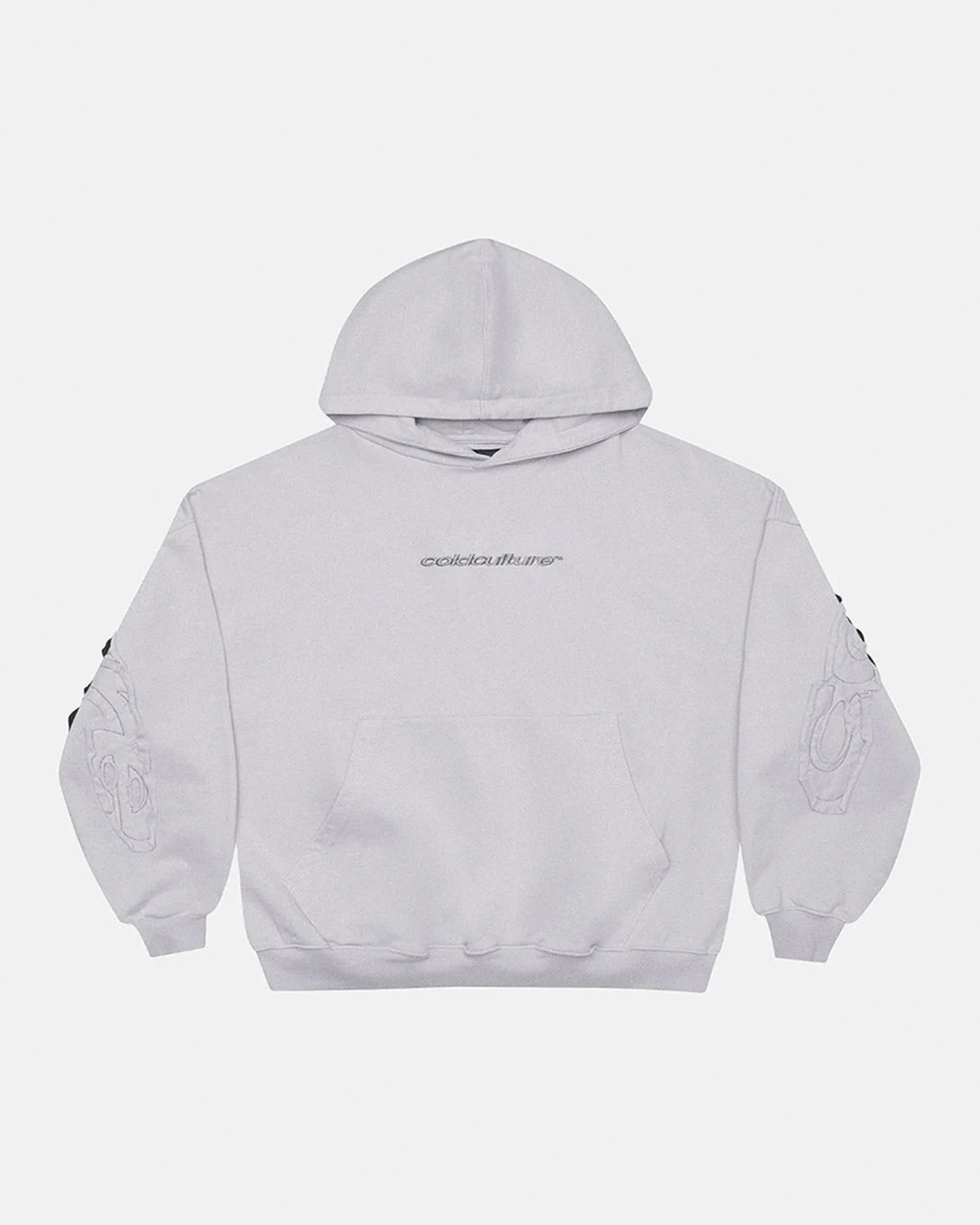 DISTRESS CURVED HOODIE LIGHT GREY 3