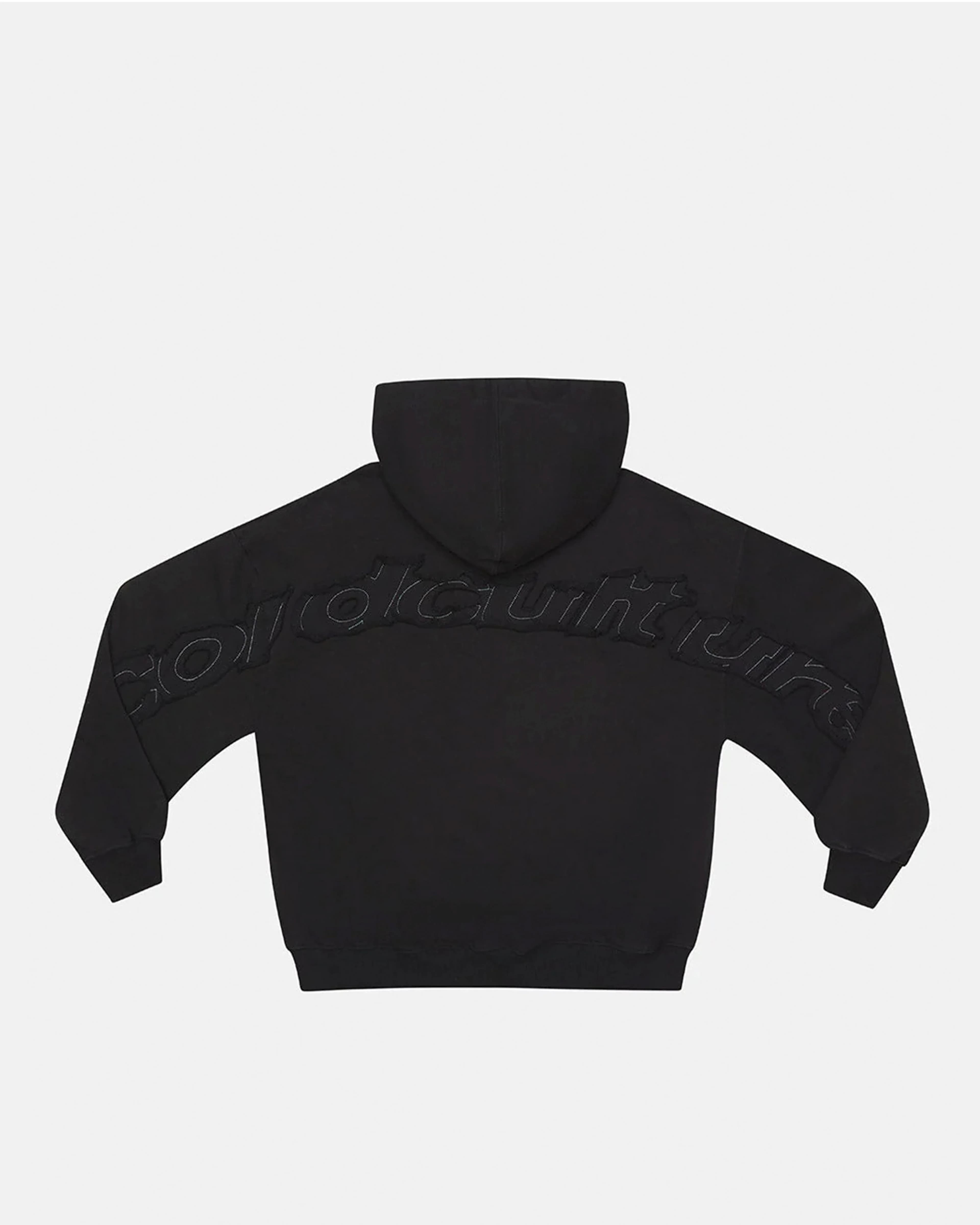 DISTRESS CURVED HOODIE BLACK by COLD CULTURE