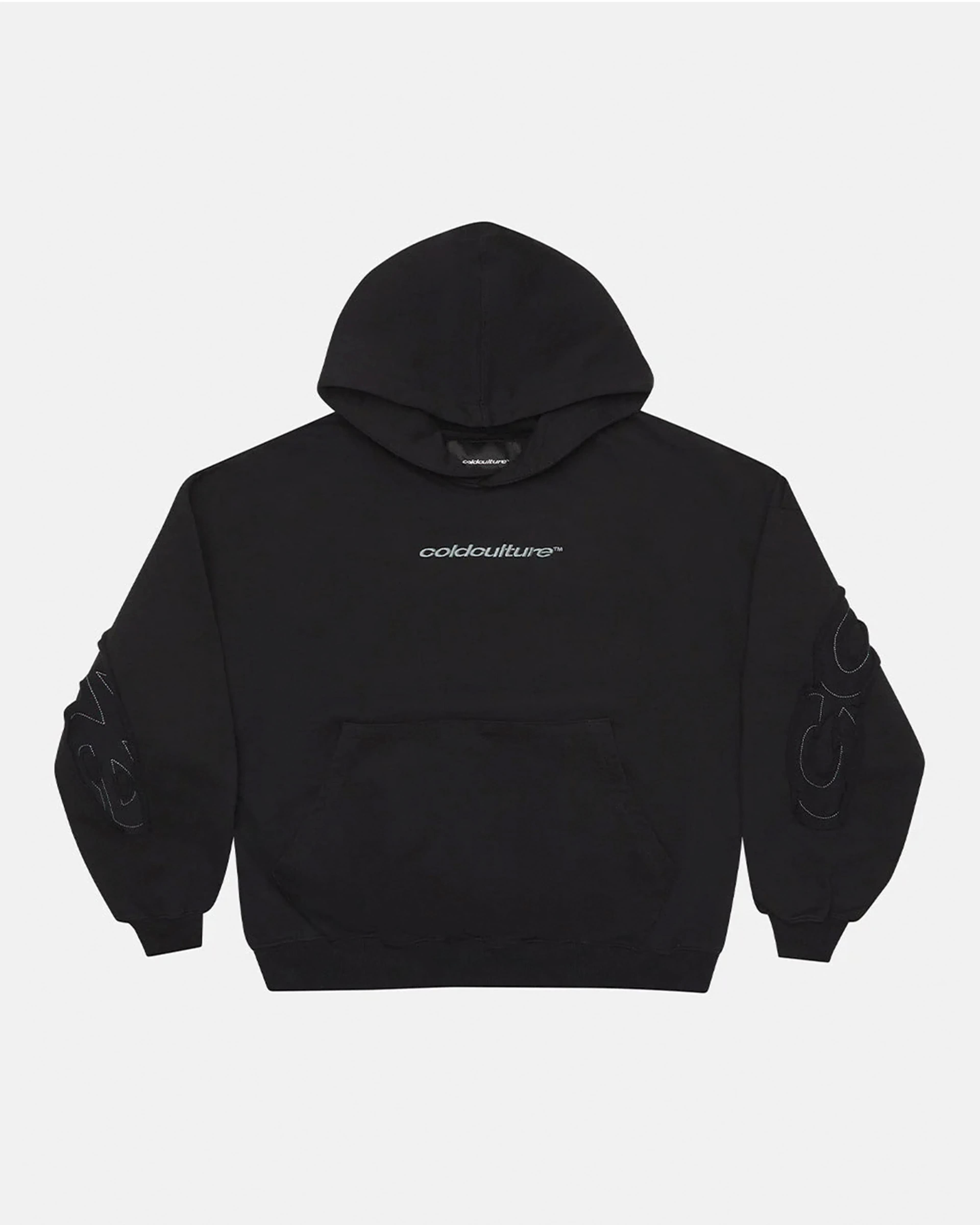DISTRESS CURVED HOODIE BLACK 3