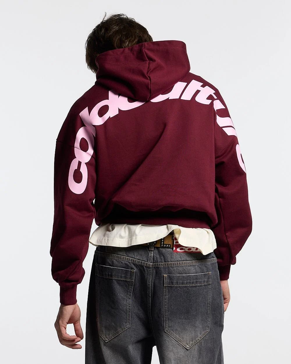 CURVED HOODIE WINE RED 2