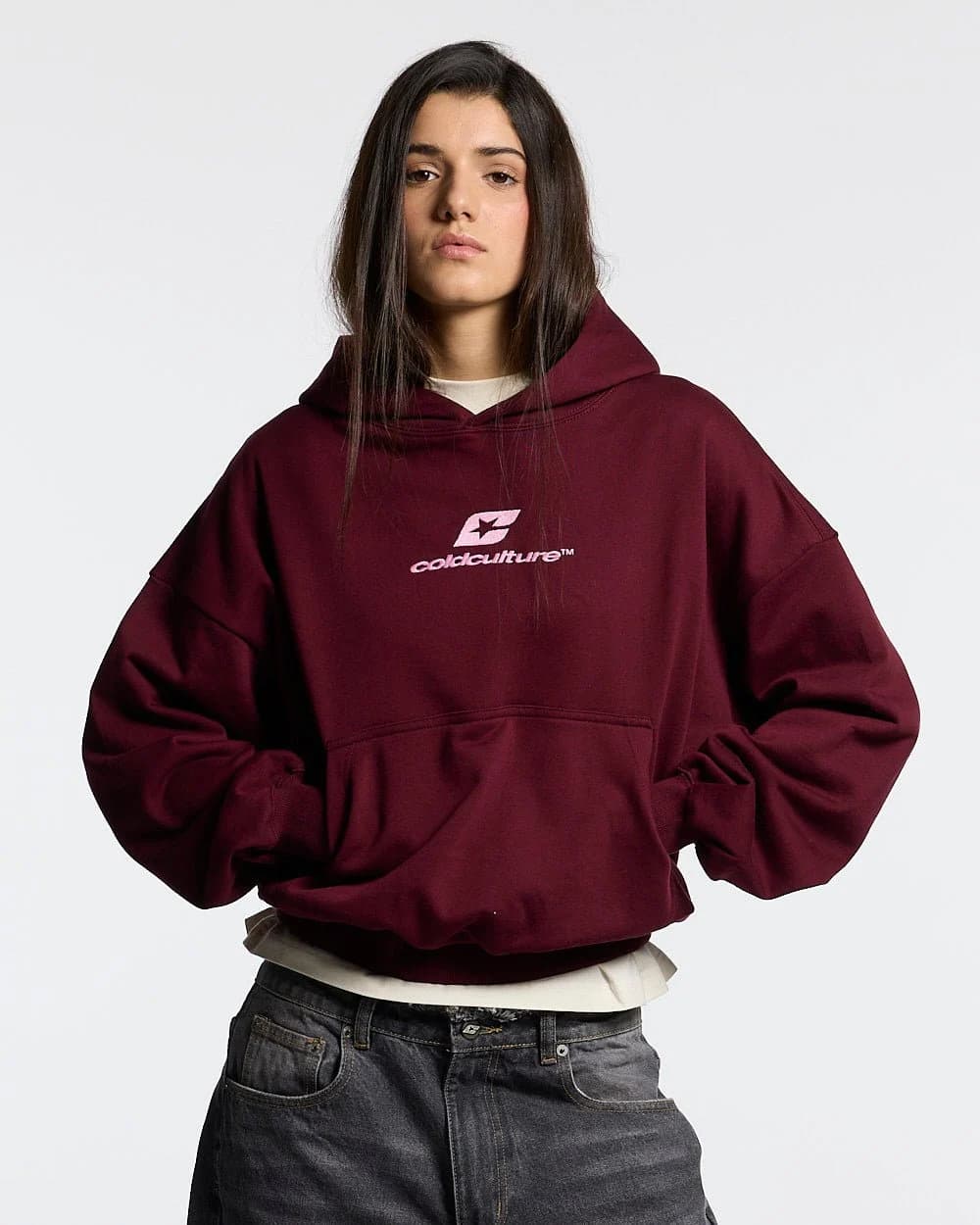 CURVED HOODIE WINE RED 5