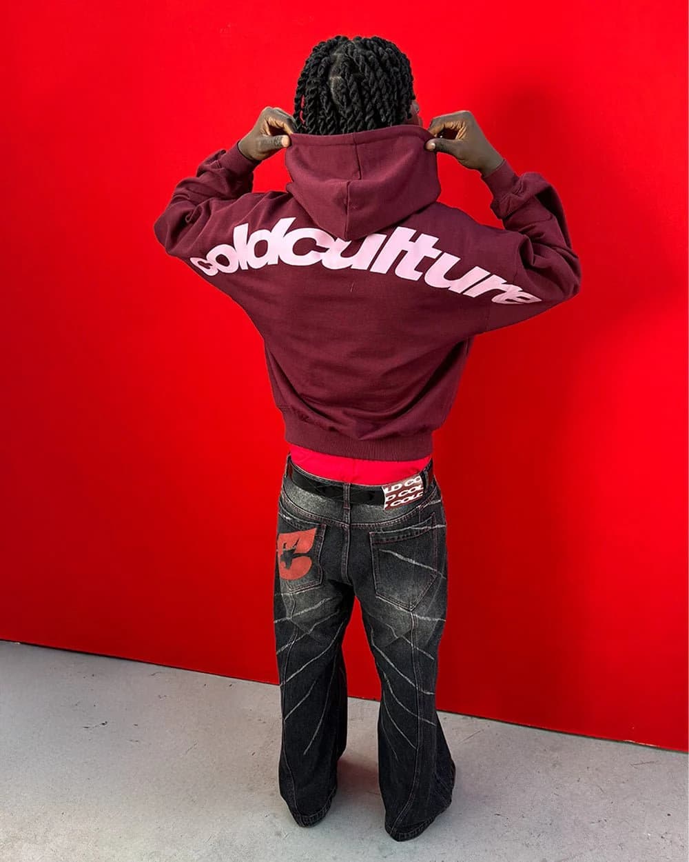 CURVED HOODIE WINE RED 7