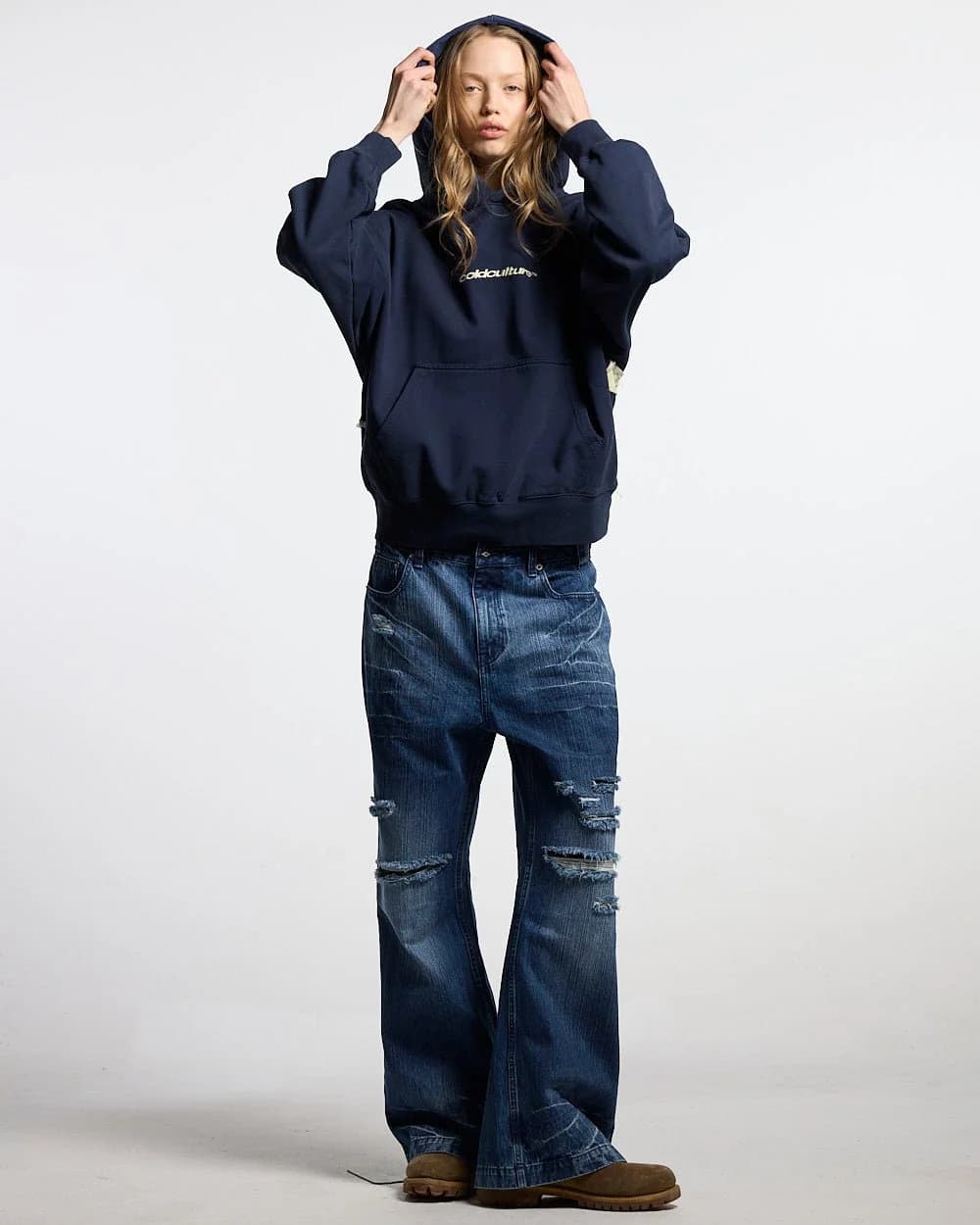 DISTRESSED DEFENSE HOODIE NAVY 7