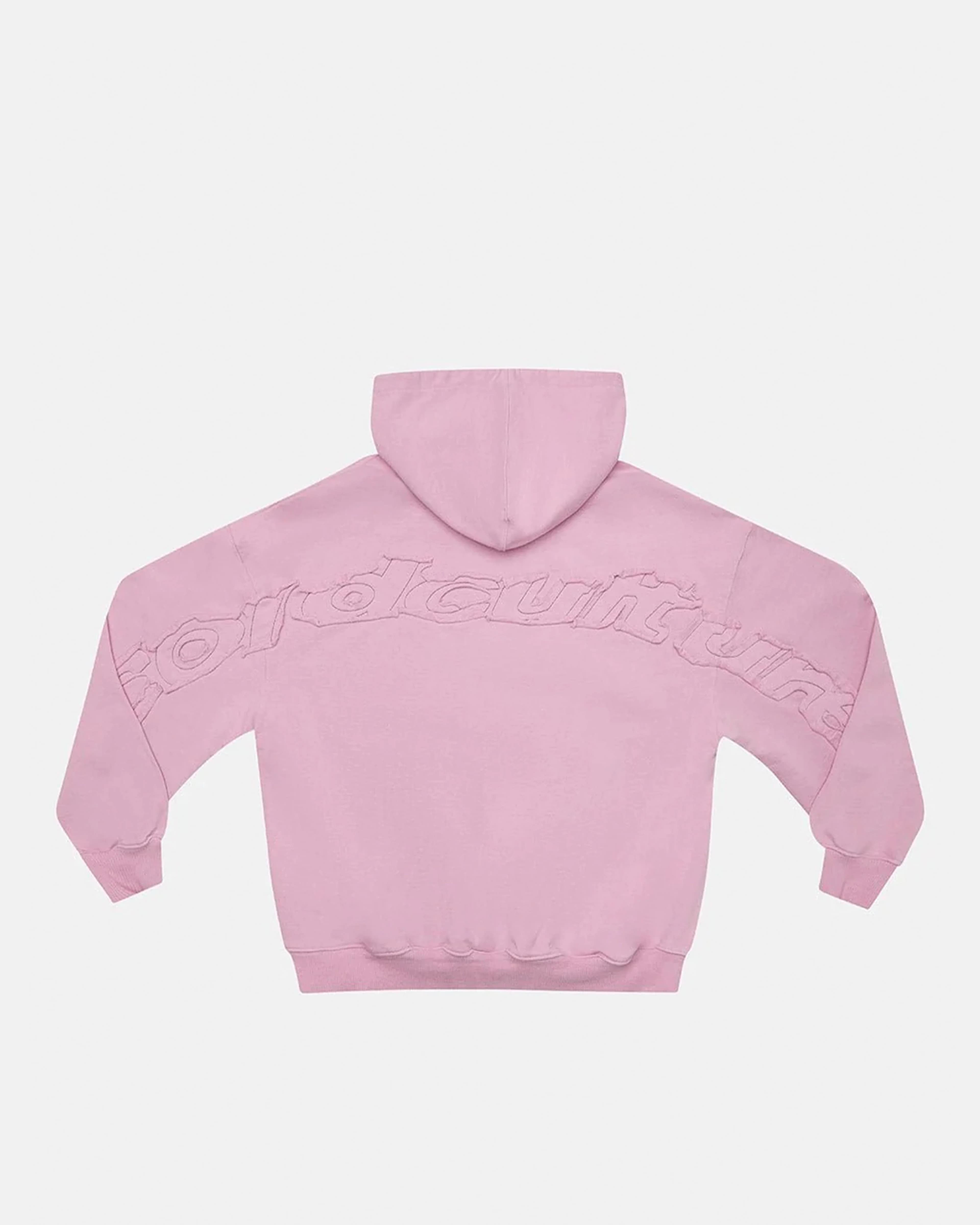 DISTRESS CURVED HOODIE PINK by COLD CULTURE
