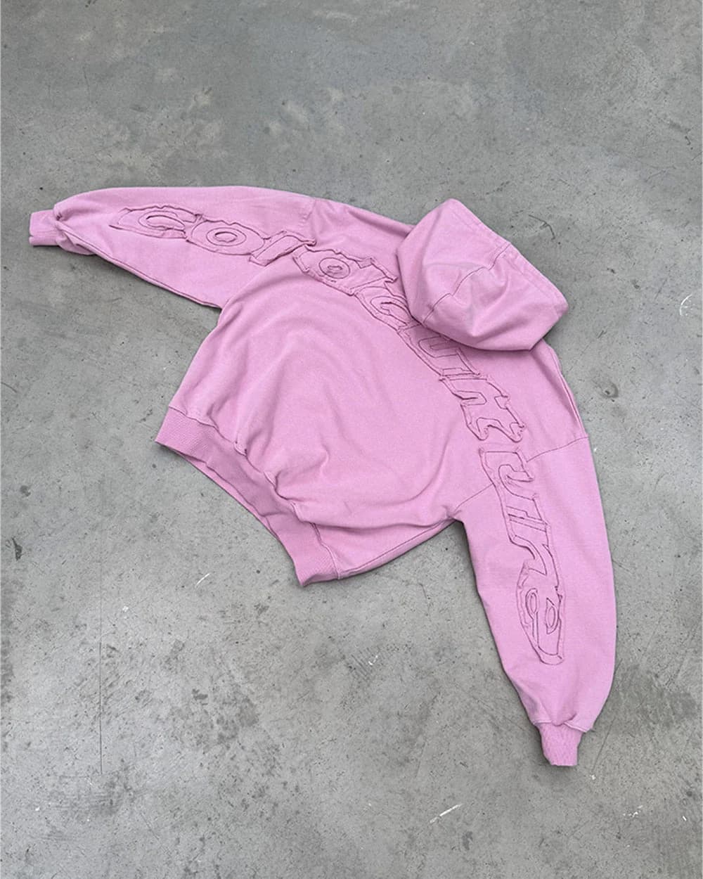 DISTRESS CURVED HOODIE PINK 10