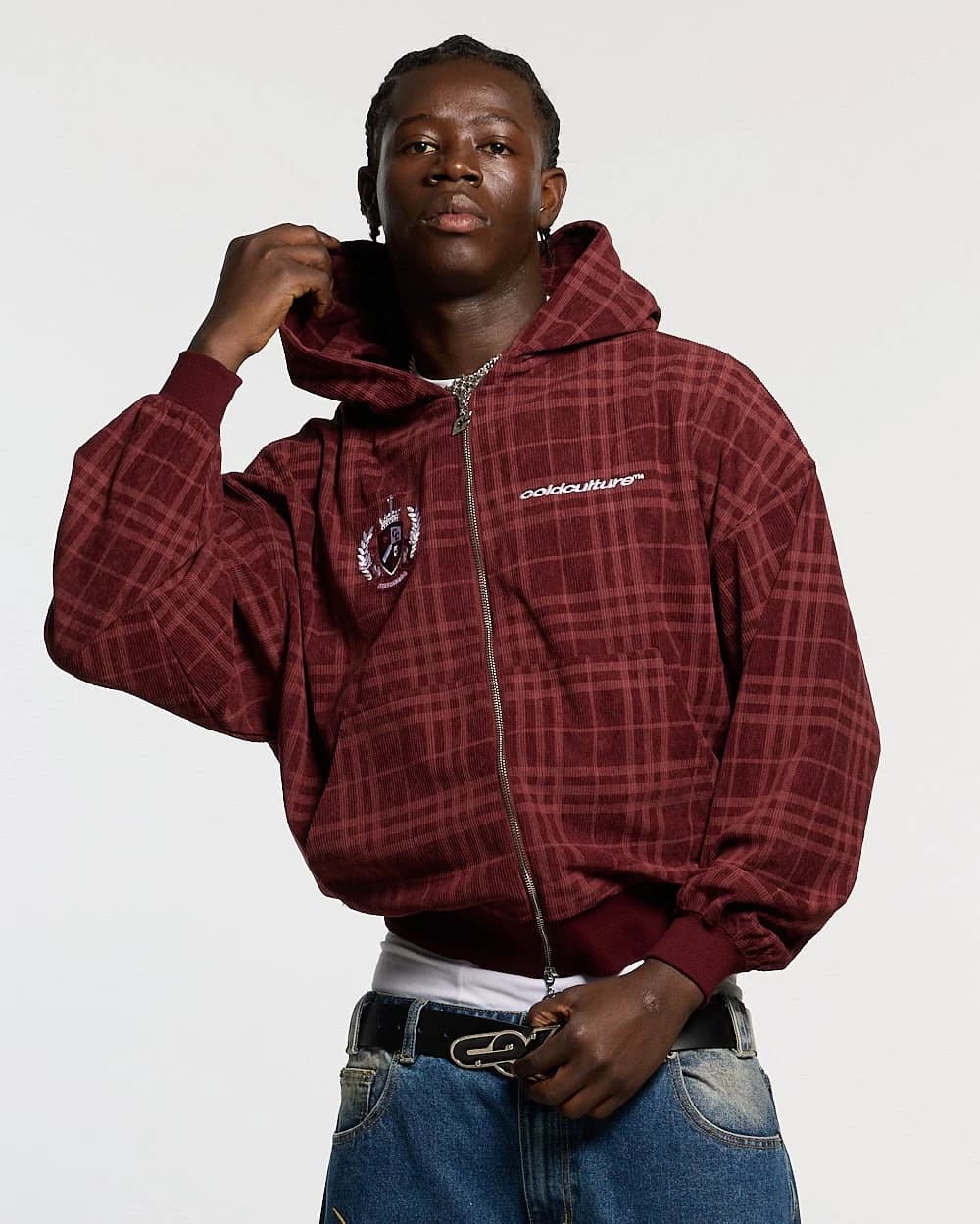POSH ZIP HOODIE BURGUNDY by COLD CULTURE