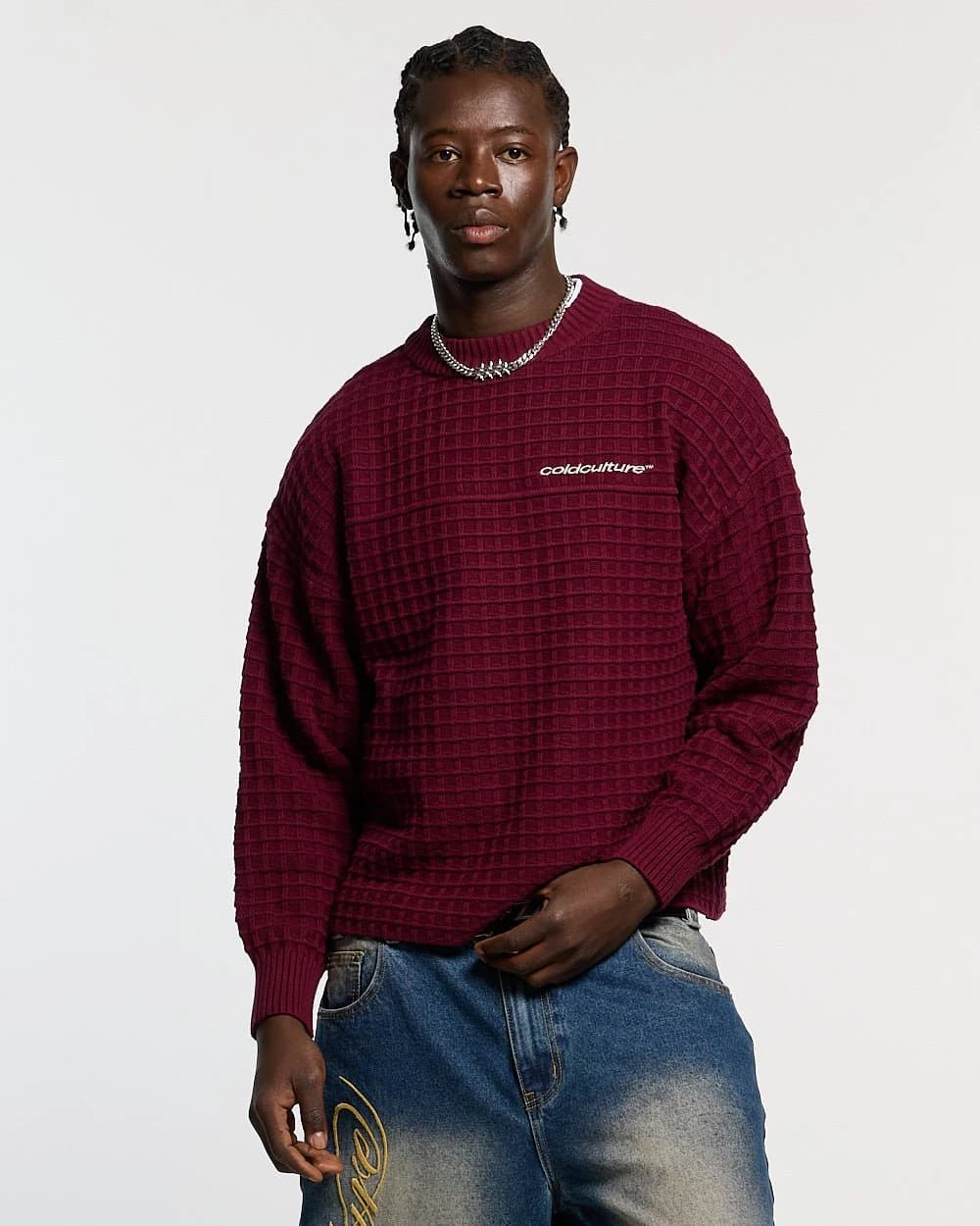 CRUNCHY WAFFLE KNIT BURGUNDY 4