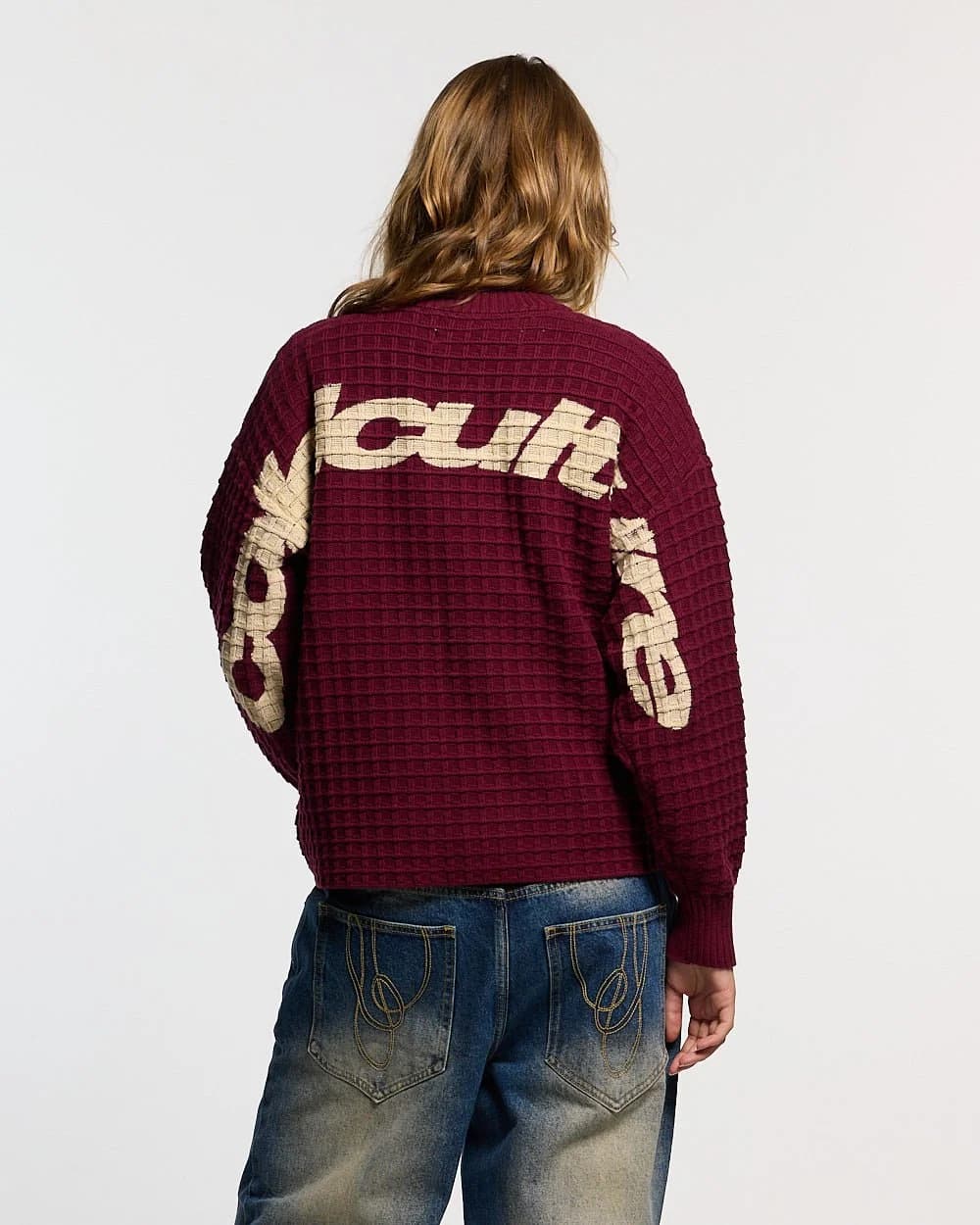 CRUNCHY WAFFLE KNIT BURGUNDY 7