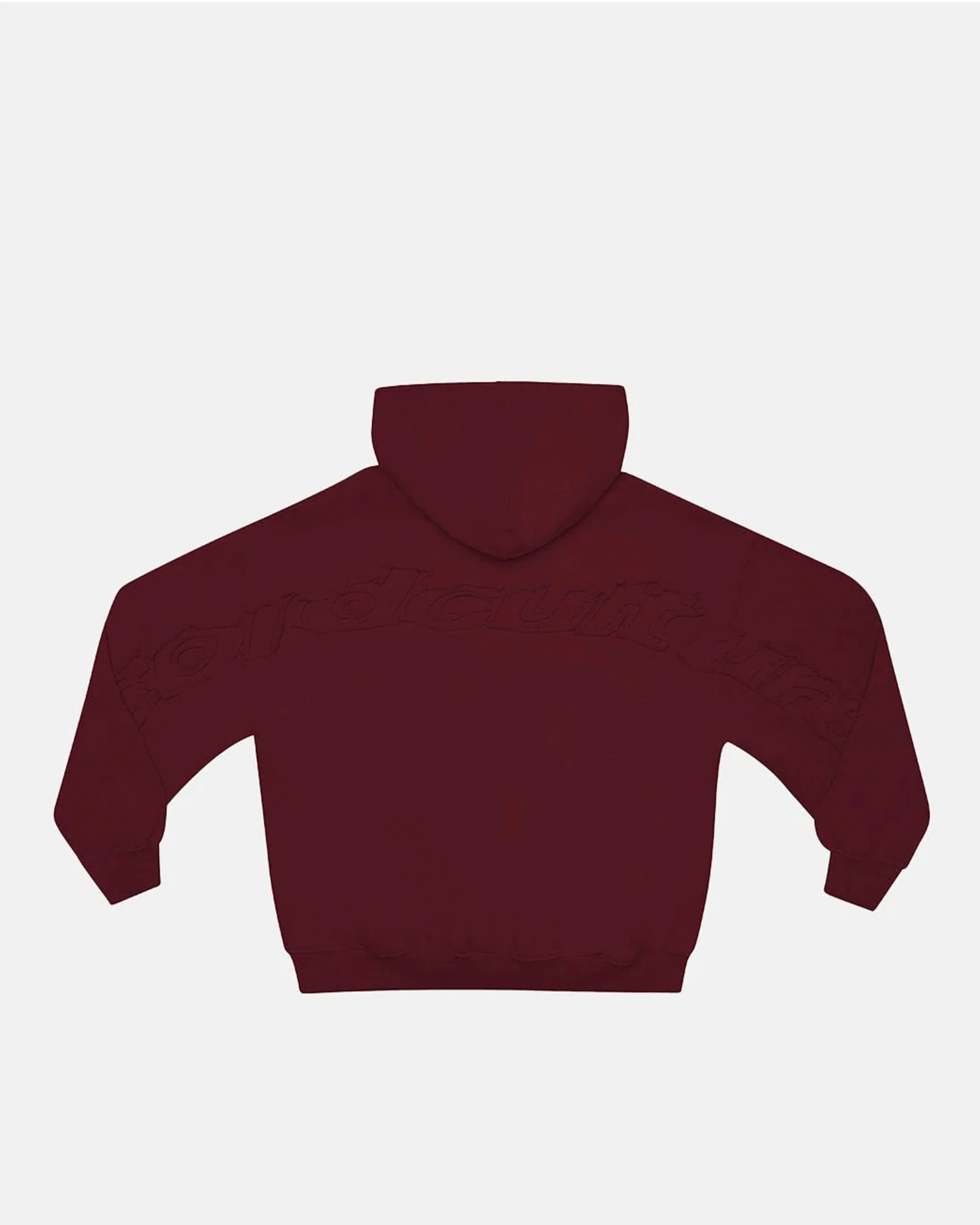 DISTRESS CURVED HOODIE BURGUNDY 2