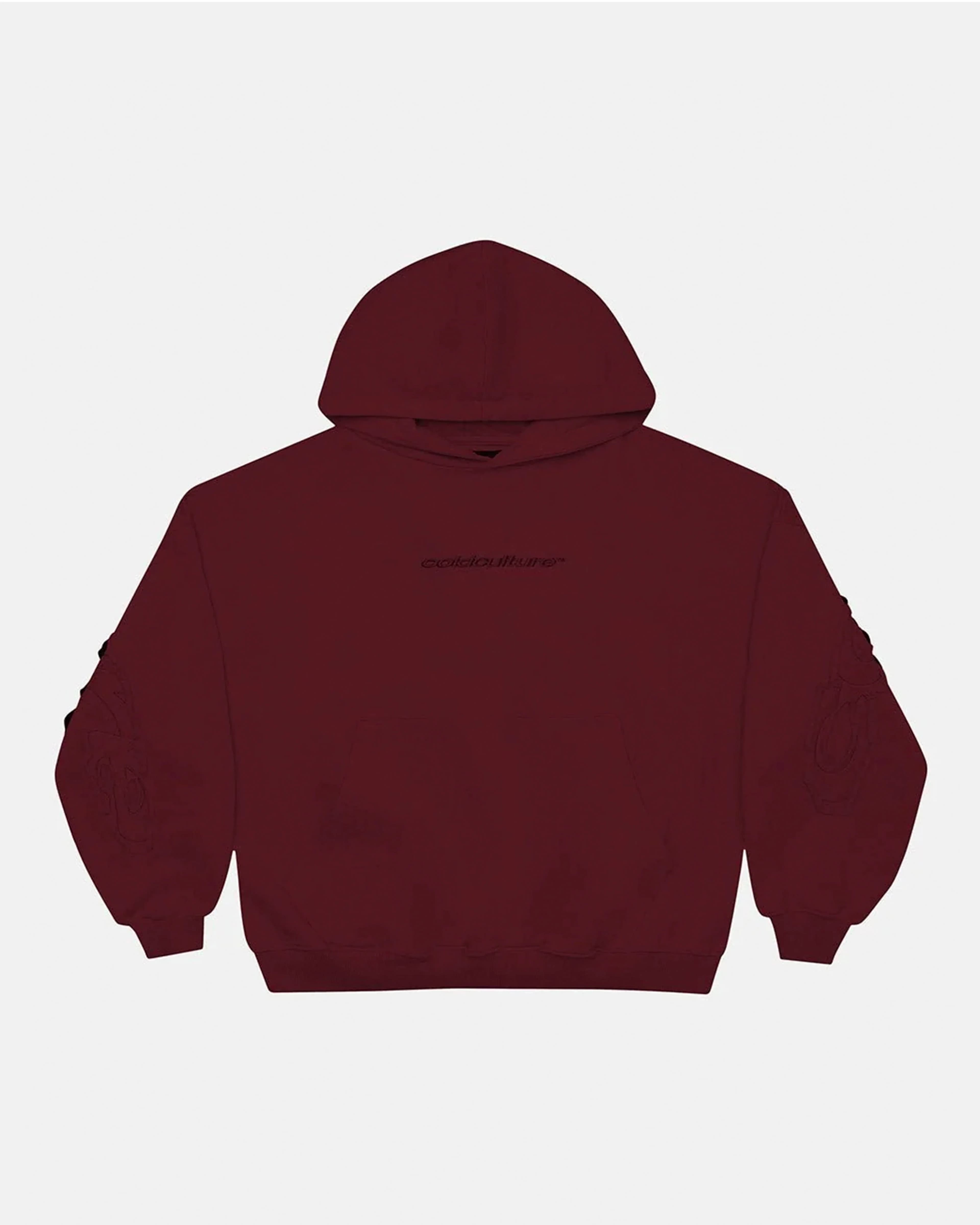 DISTRESS CURVED HOODIE BURGUNDY 3