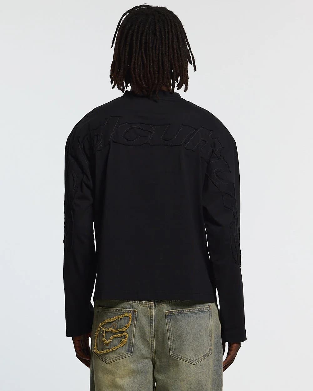 DISTRESS CURVED LONGSLEEVE BLACK 3