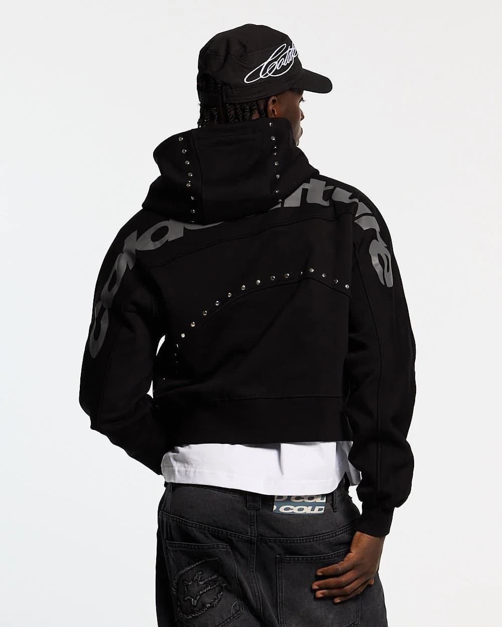 STUD ZIP HOODIE BLACK 2