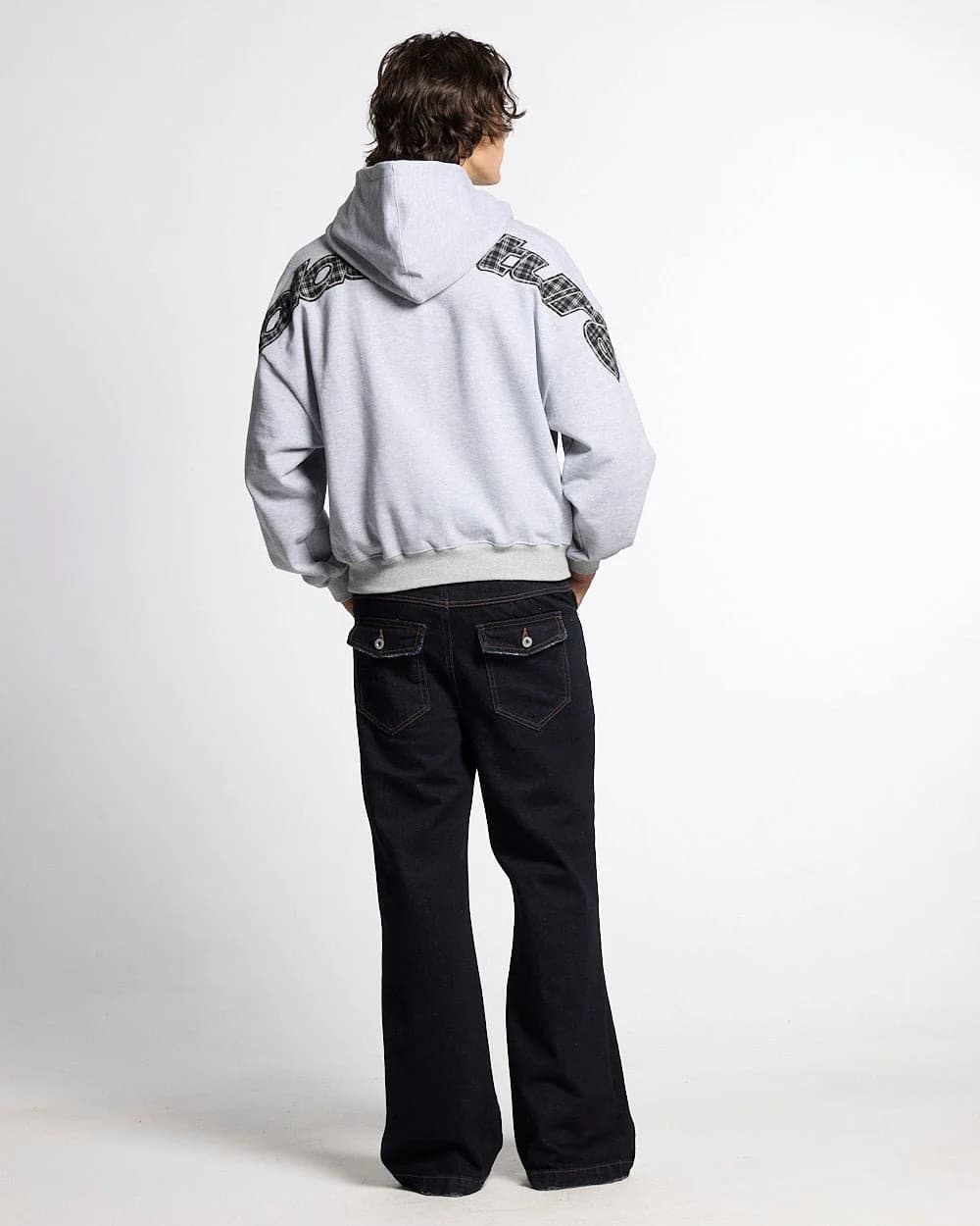 TARTAN CURVED HOODIE HEATHER GREY 7