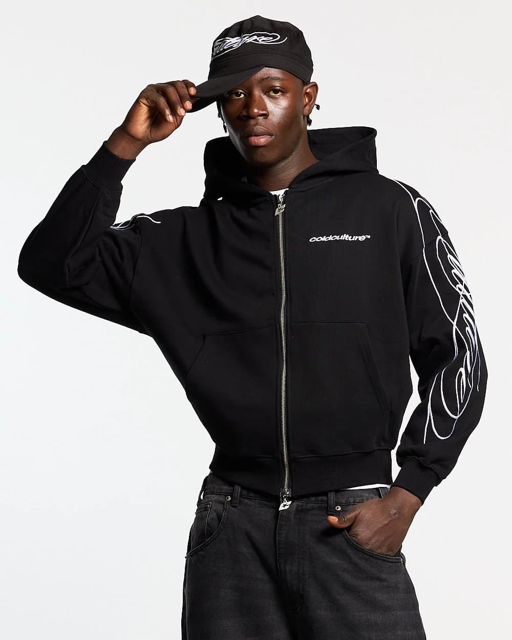 NEW SCRIPT ZIP HOODIE BLACK 2